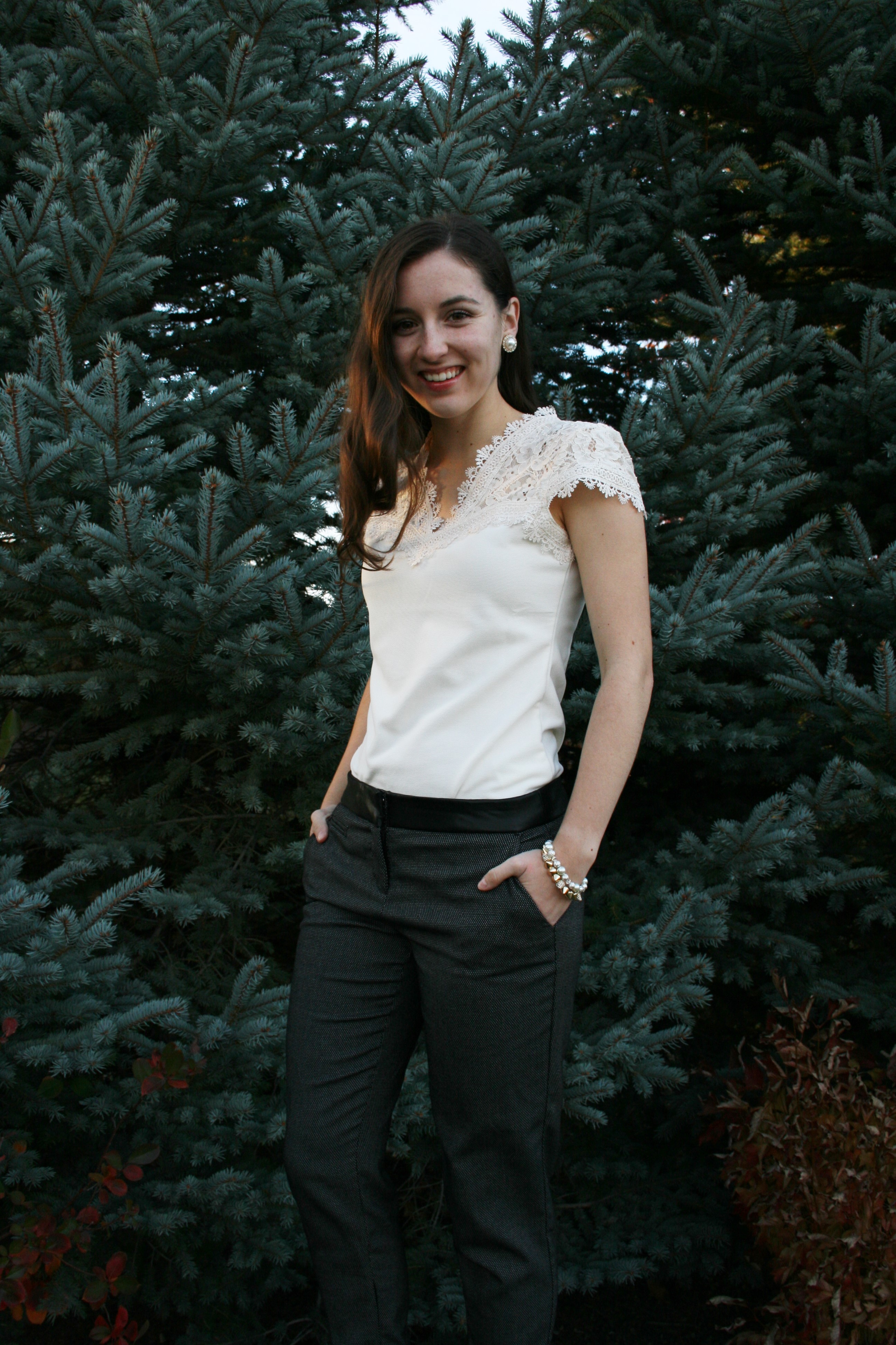 lace H&M blouse, work wear, corporate fashion