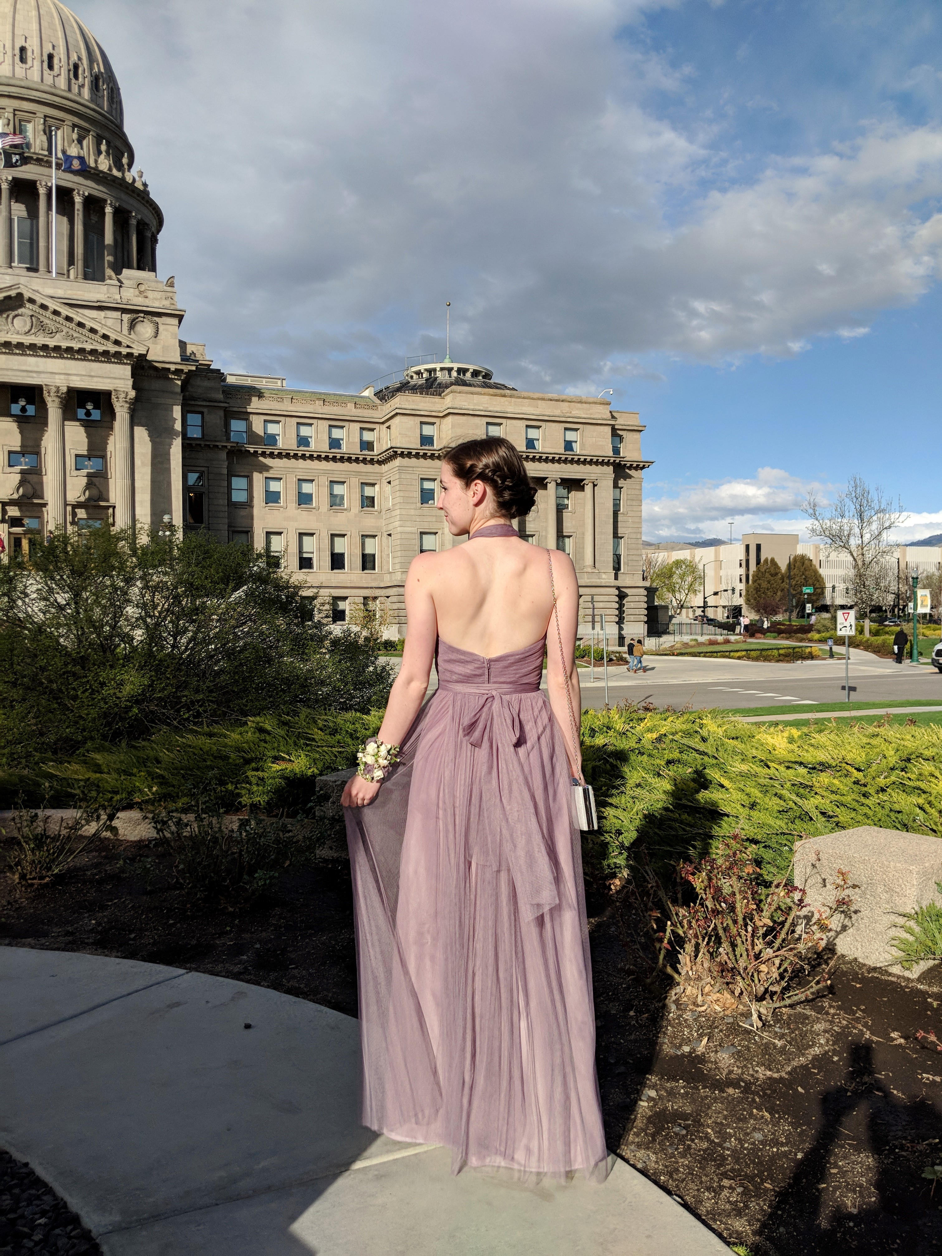 mauve purple prom dress