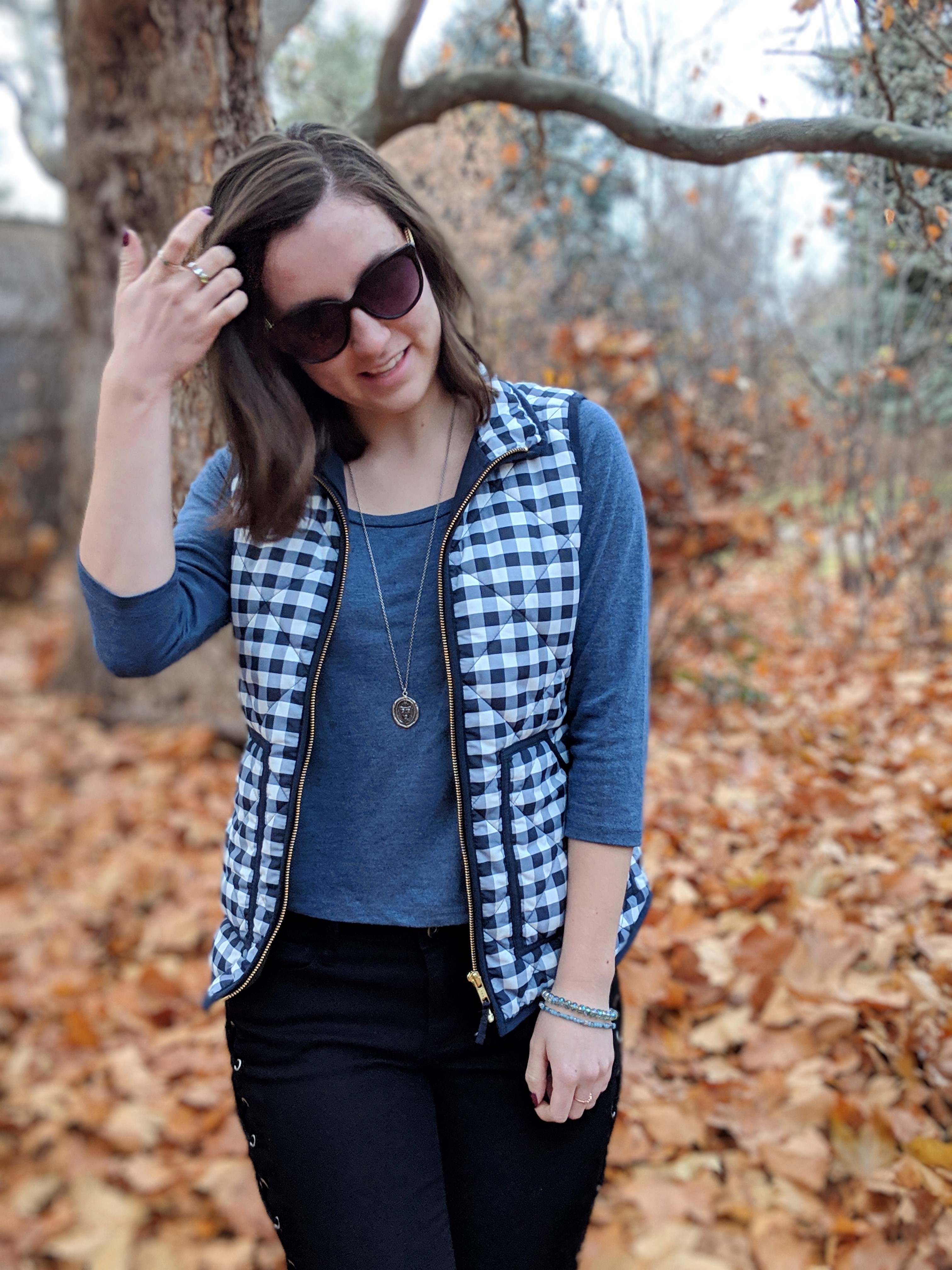 JCrew Mercantile gingham vest