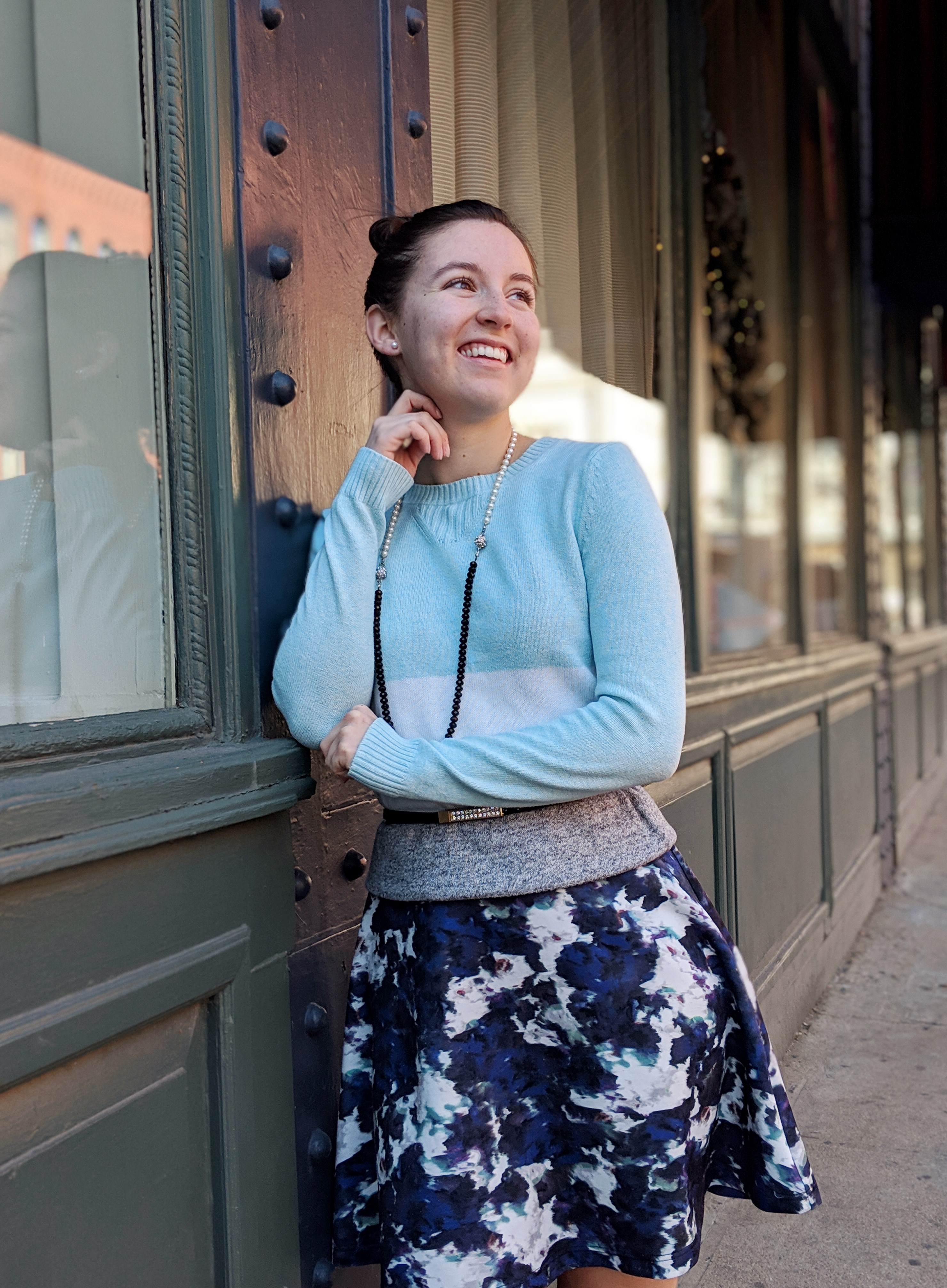 purple blue winter outfit