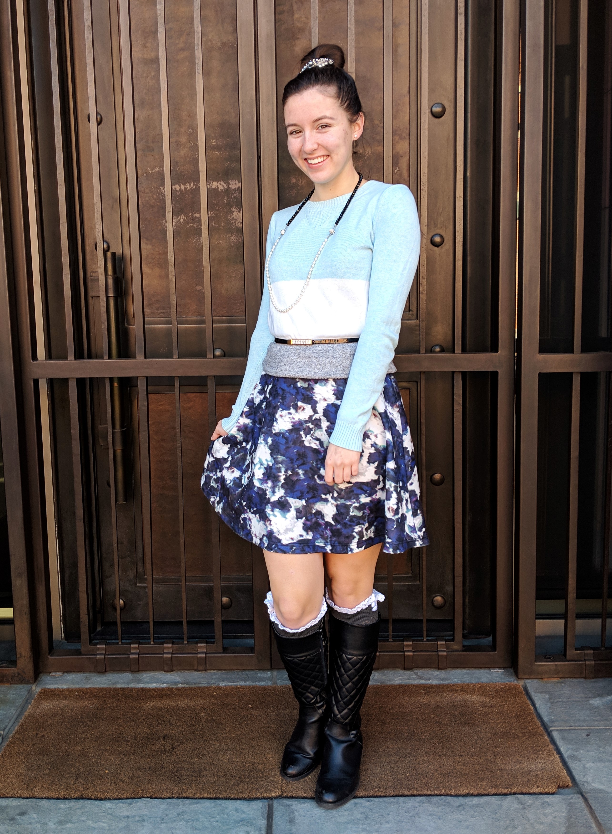 pattern mixing pretty blue