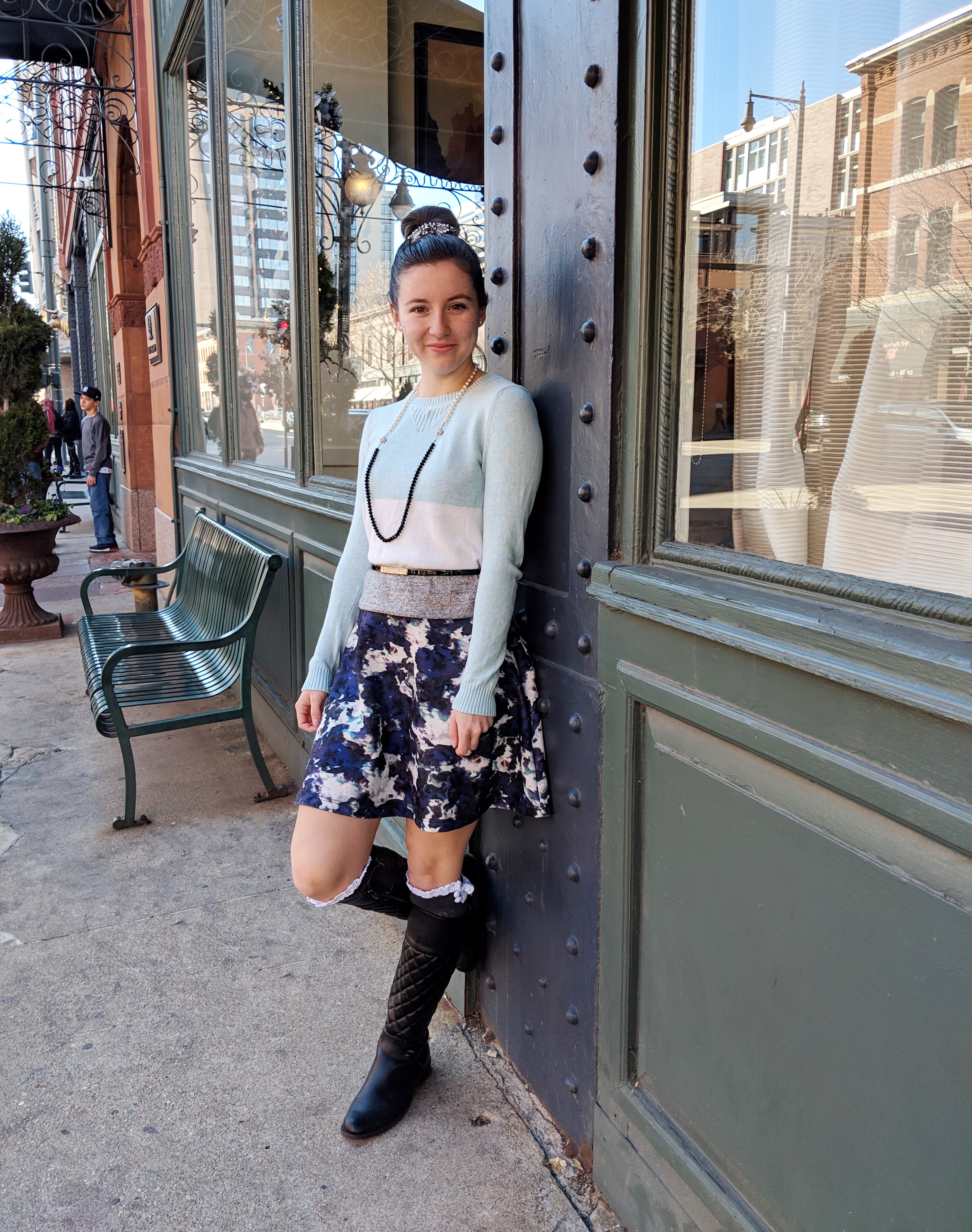 blue outfit downtown Denver