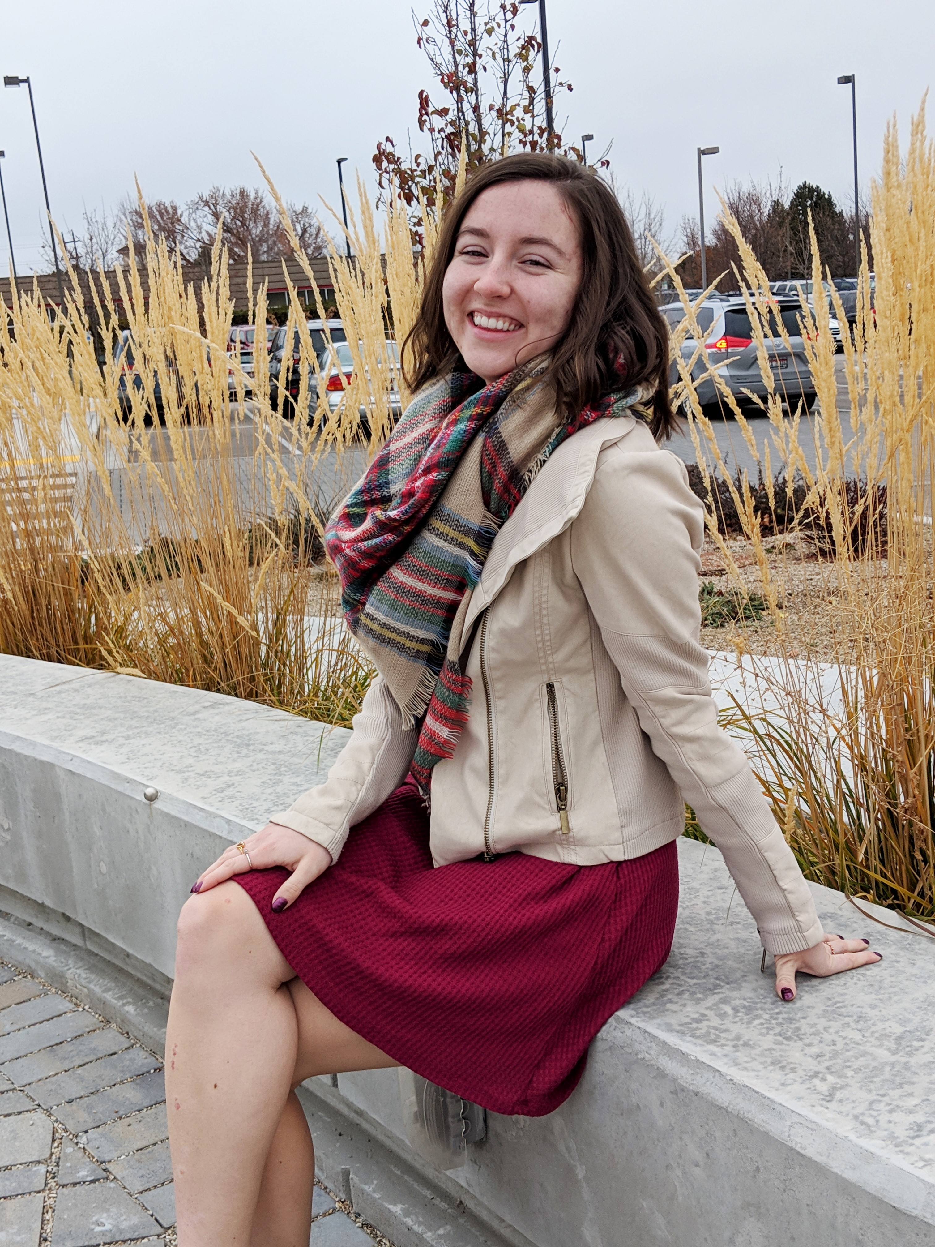 plaid blanket scarf red dress