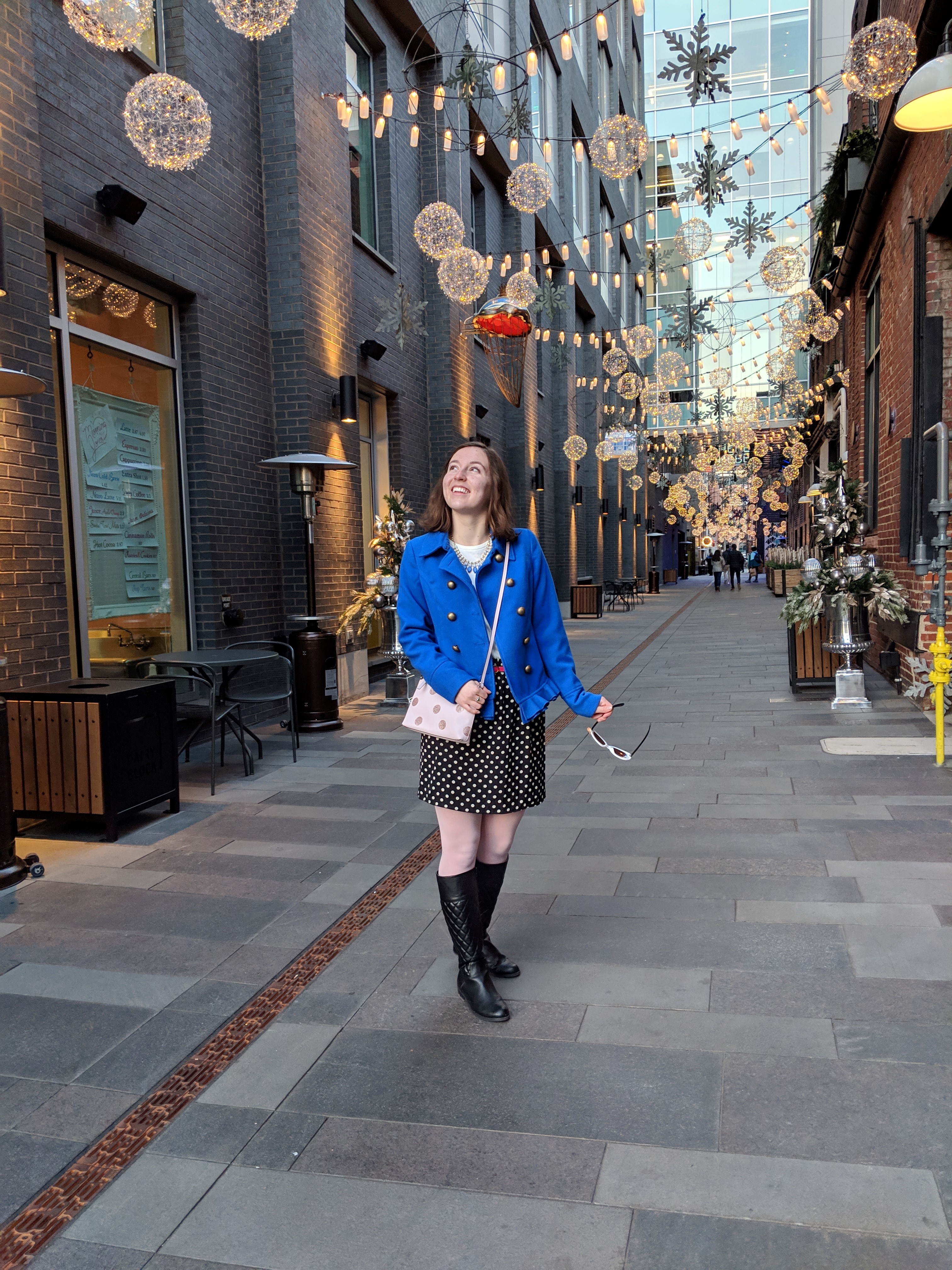 polka dots blue cobalt Christmas lights Denver