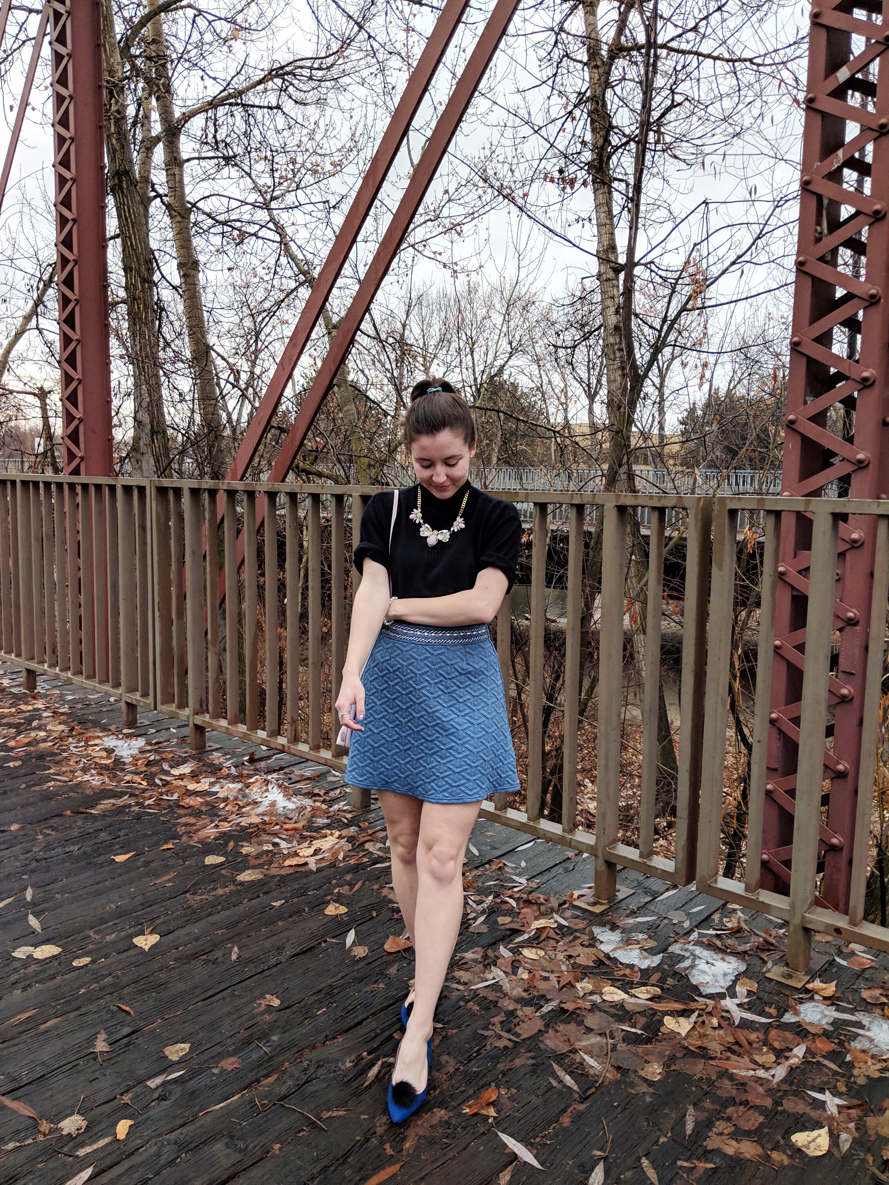 Tinker Bell blue shoes with black pom poms