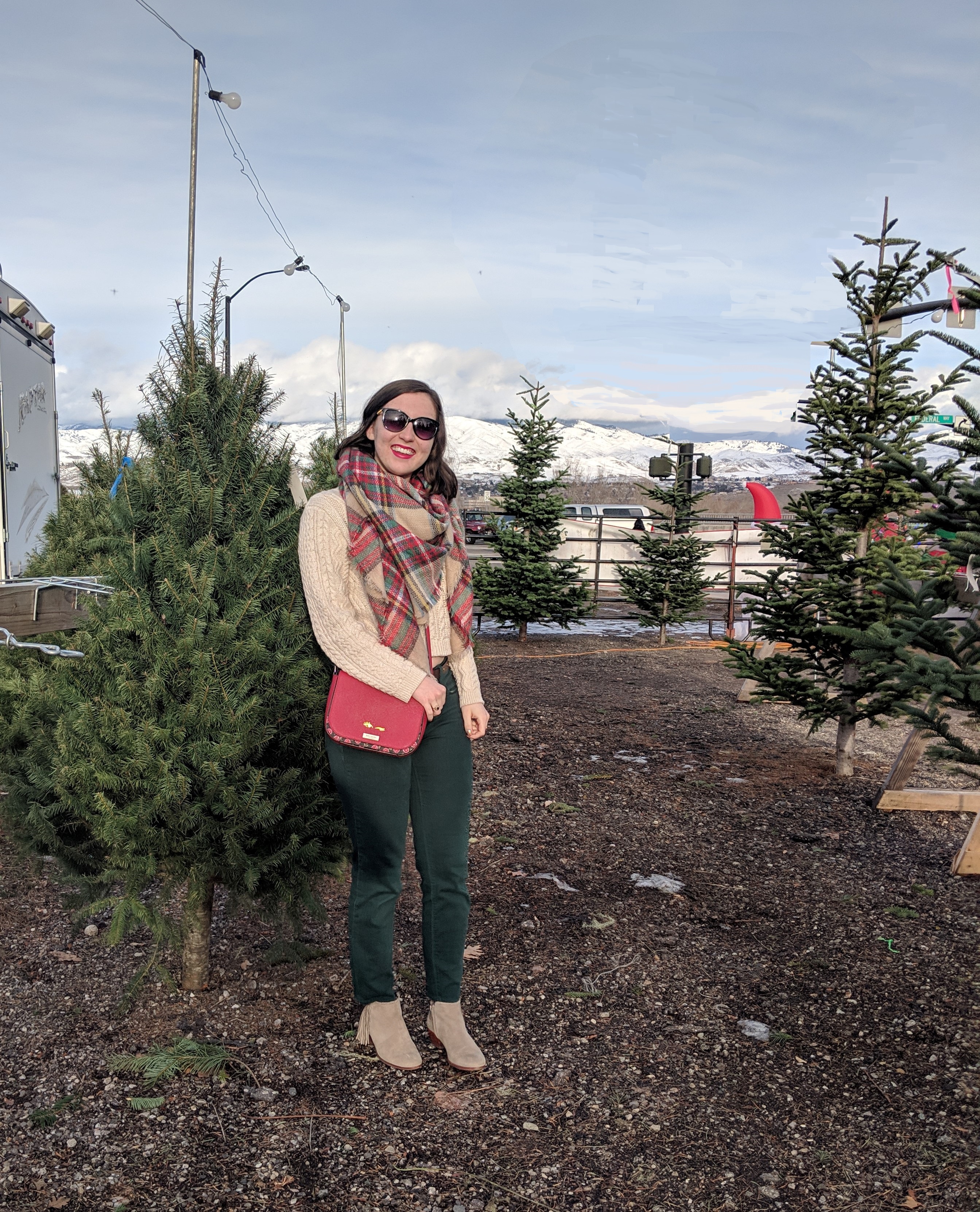 plaid blanket scarf green pants