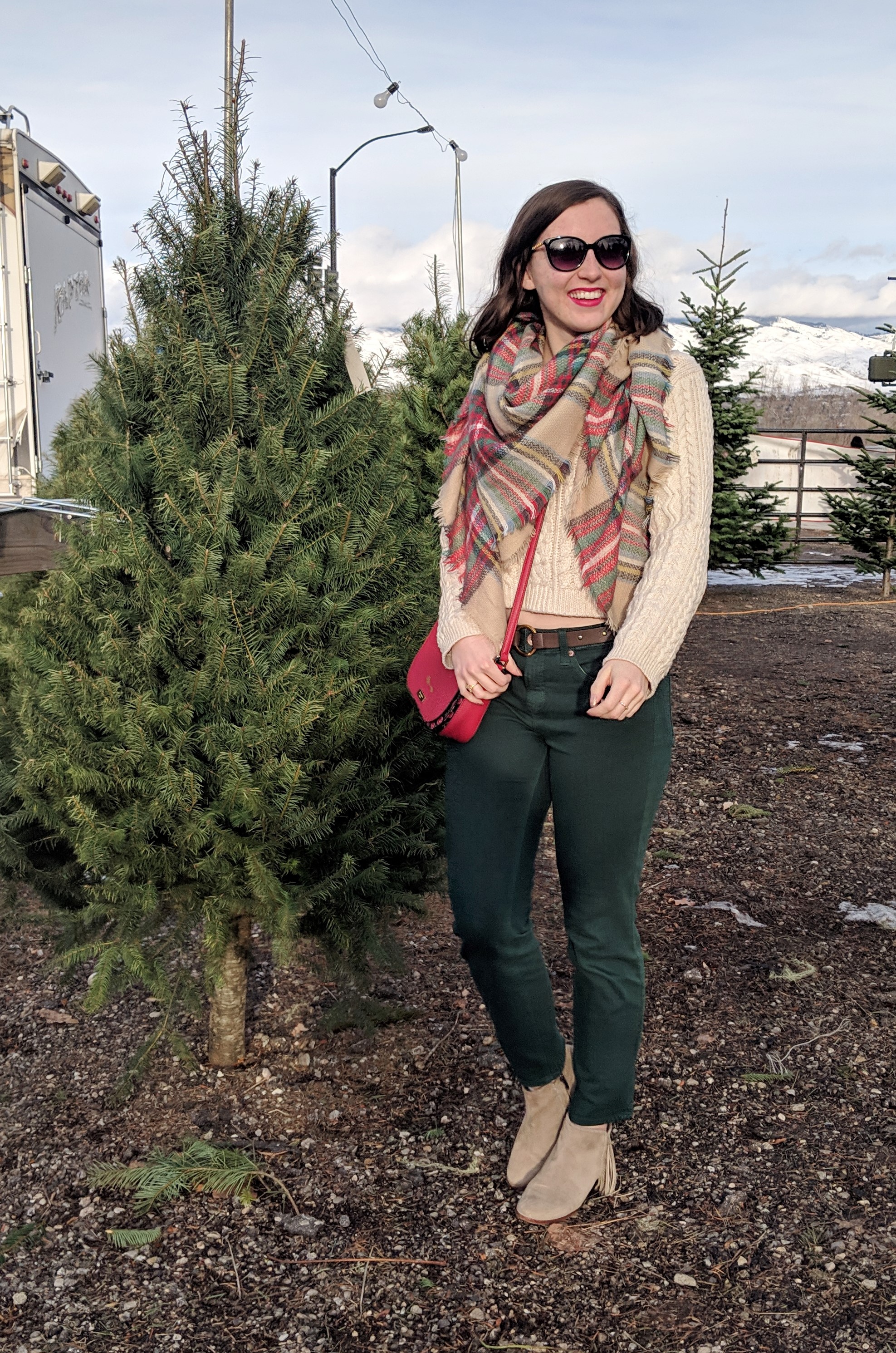 Christmas tree farm plaid blanket scarf