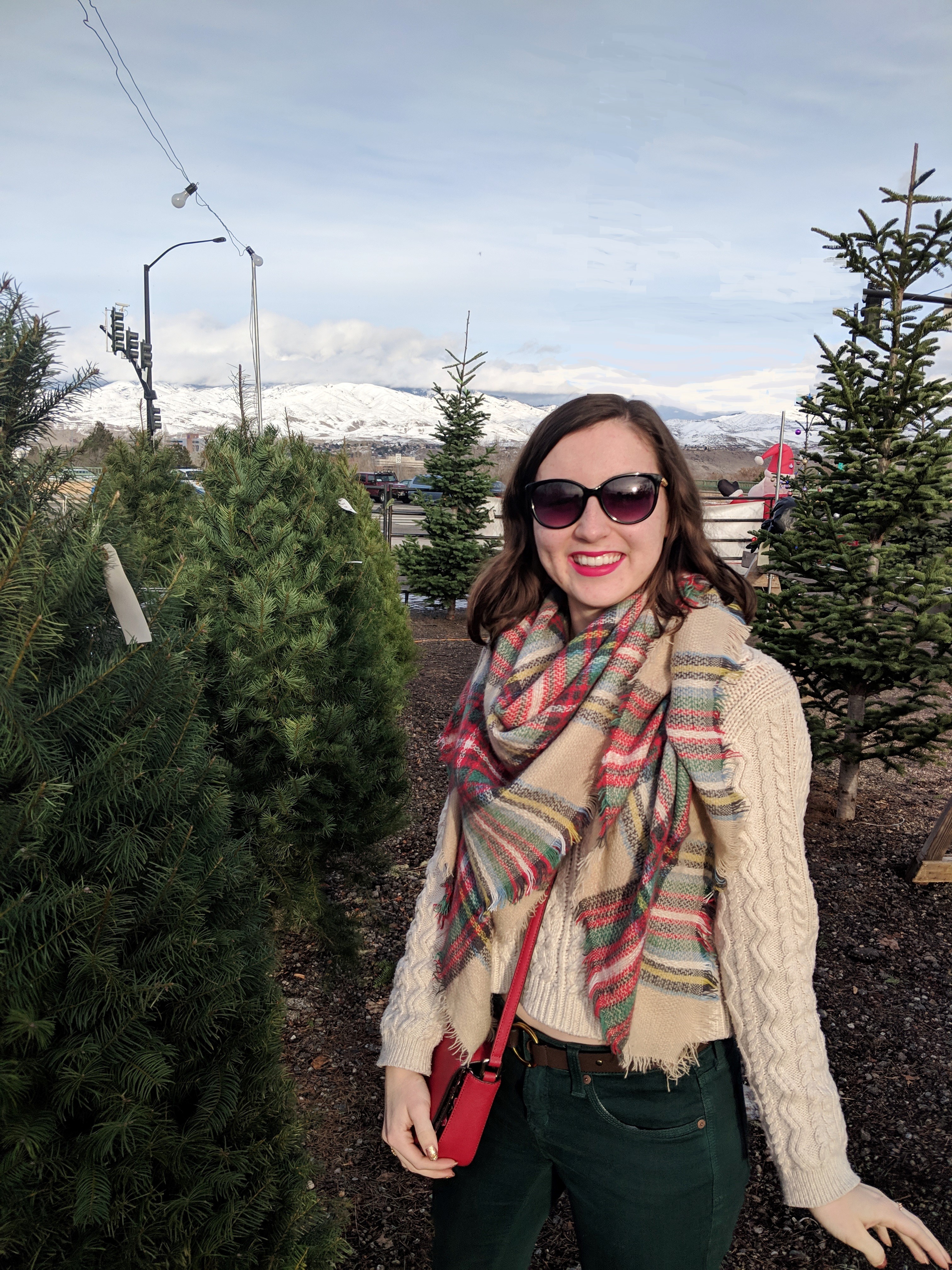 Christmas tree farm plaid scarf