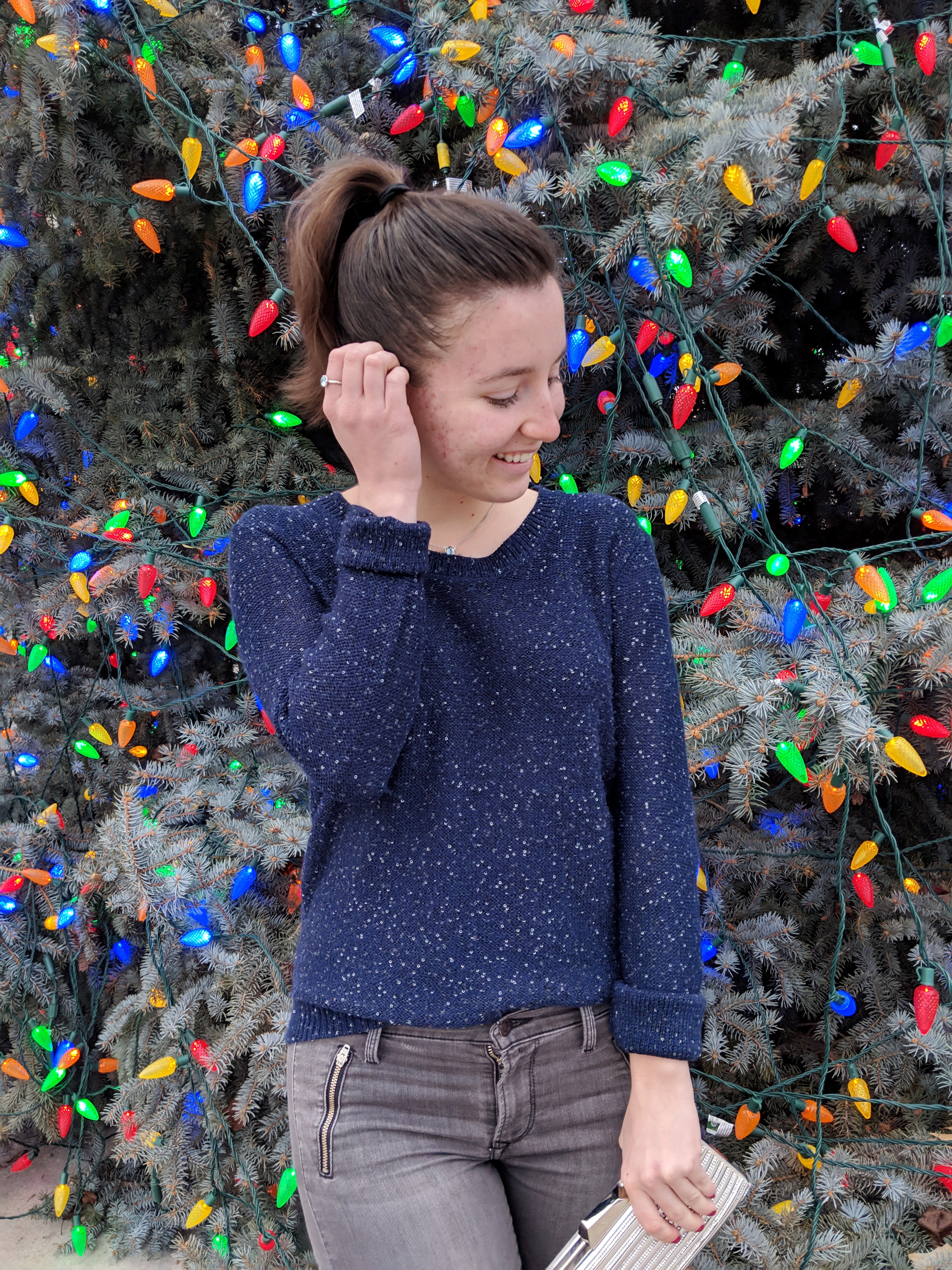 sparkly navy sweater