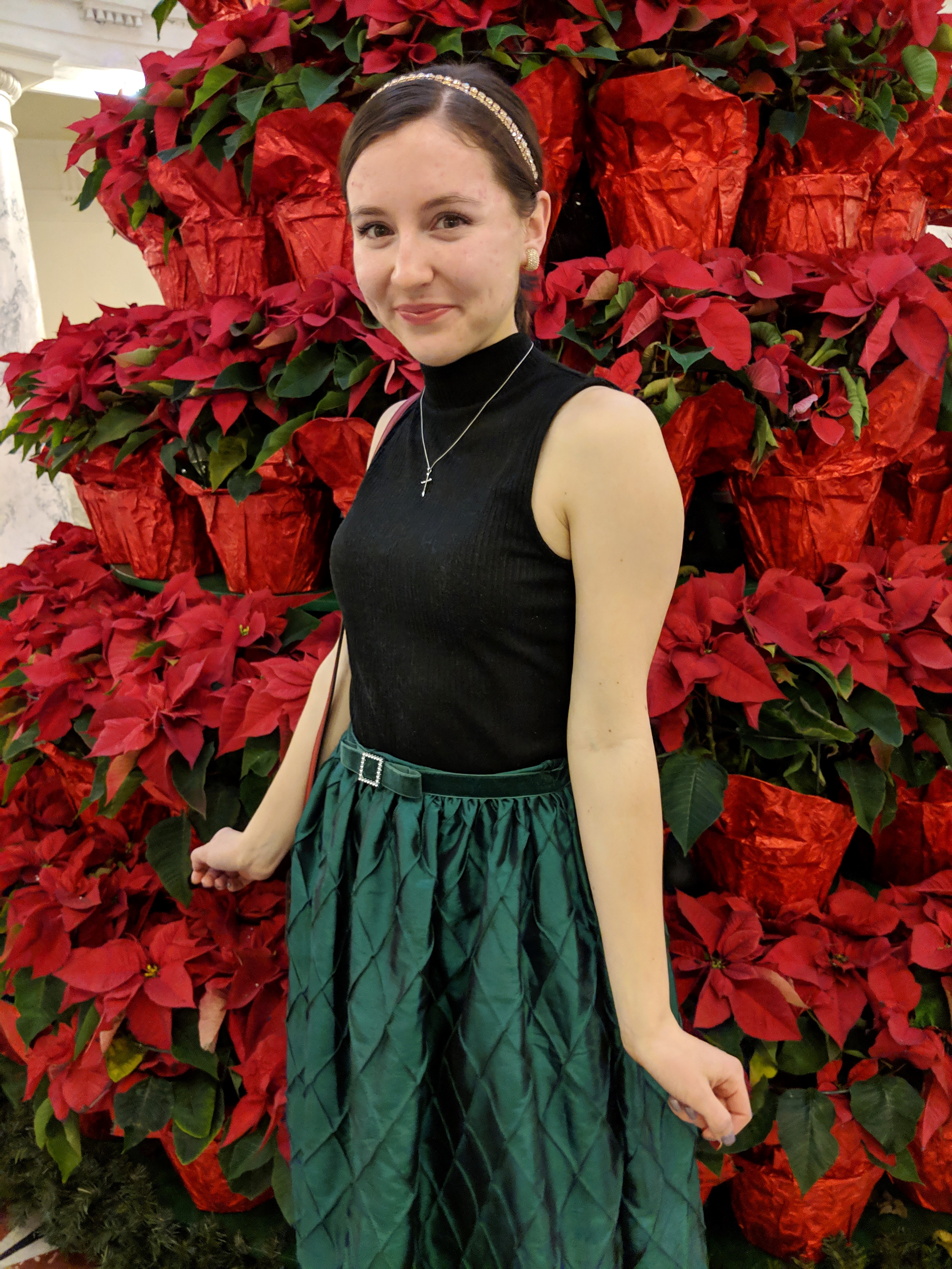 green Christmas dress turned into a skirt