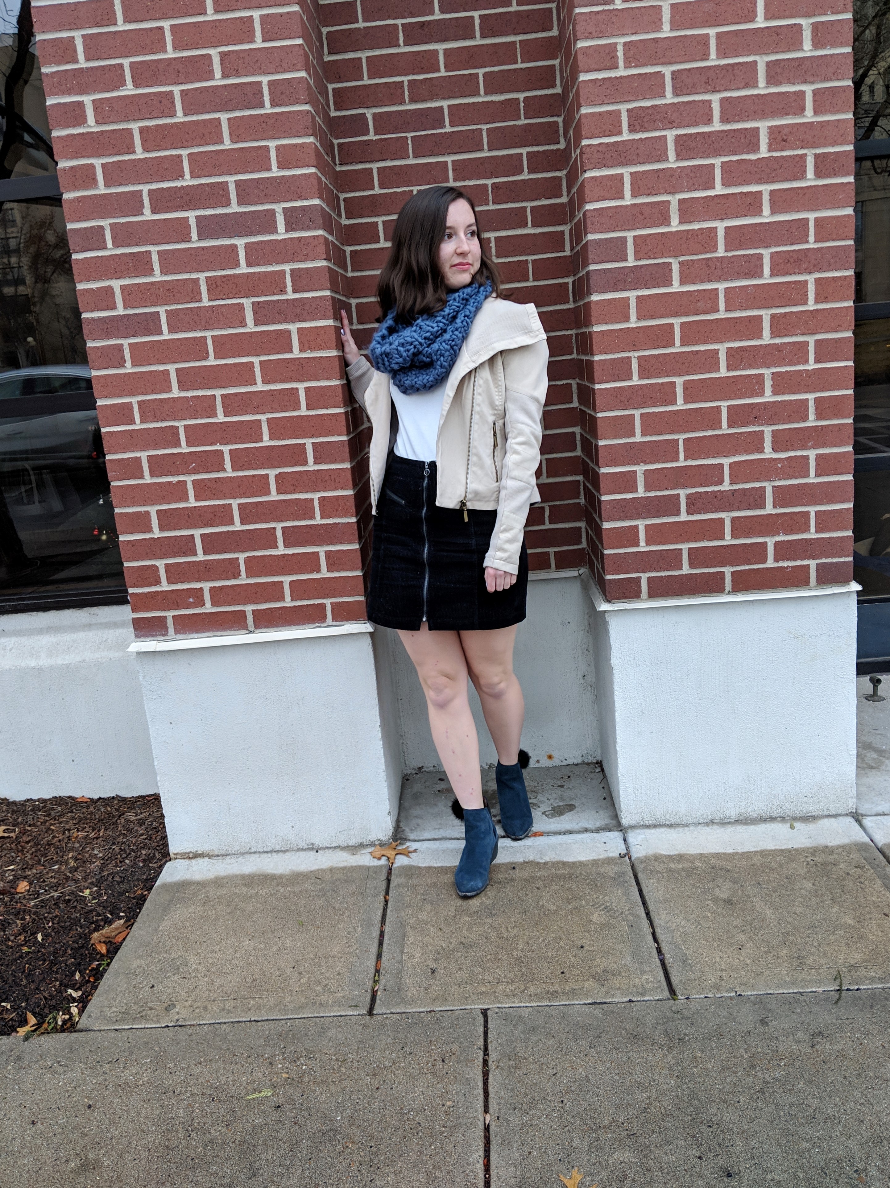 black zip front skirt