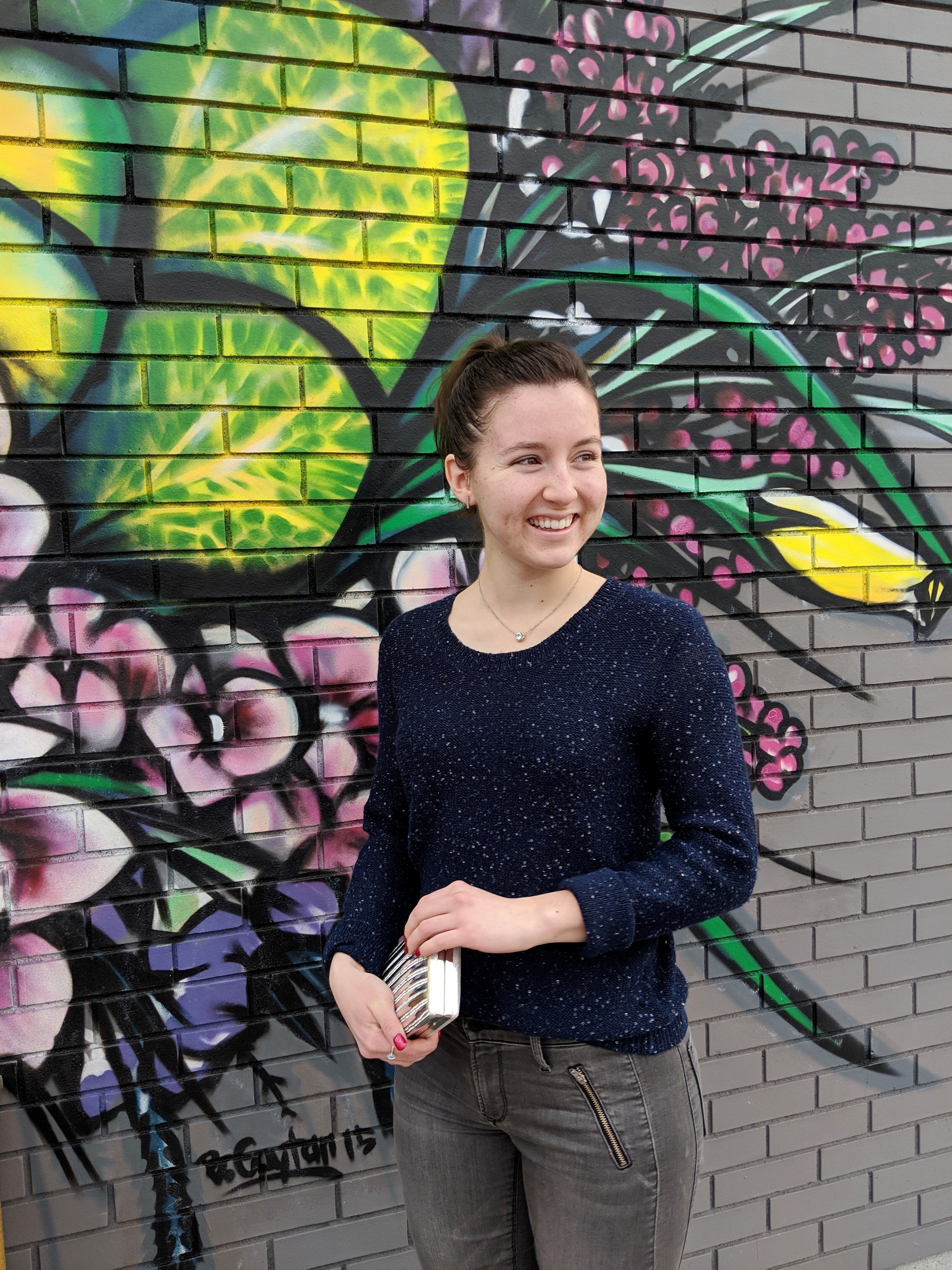 casual sparkly outfit navy and grey