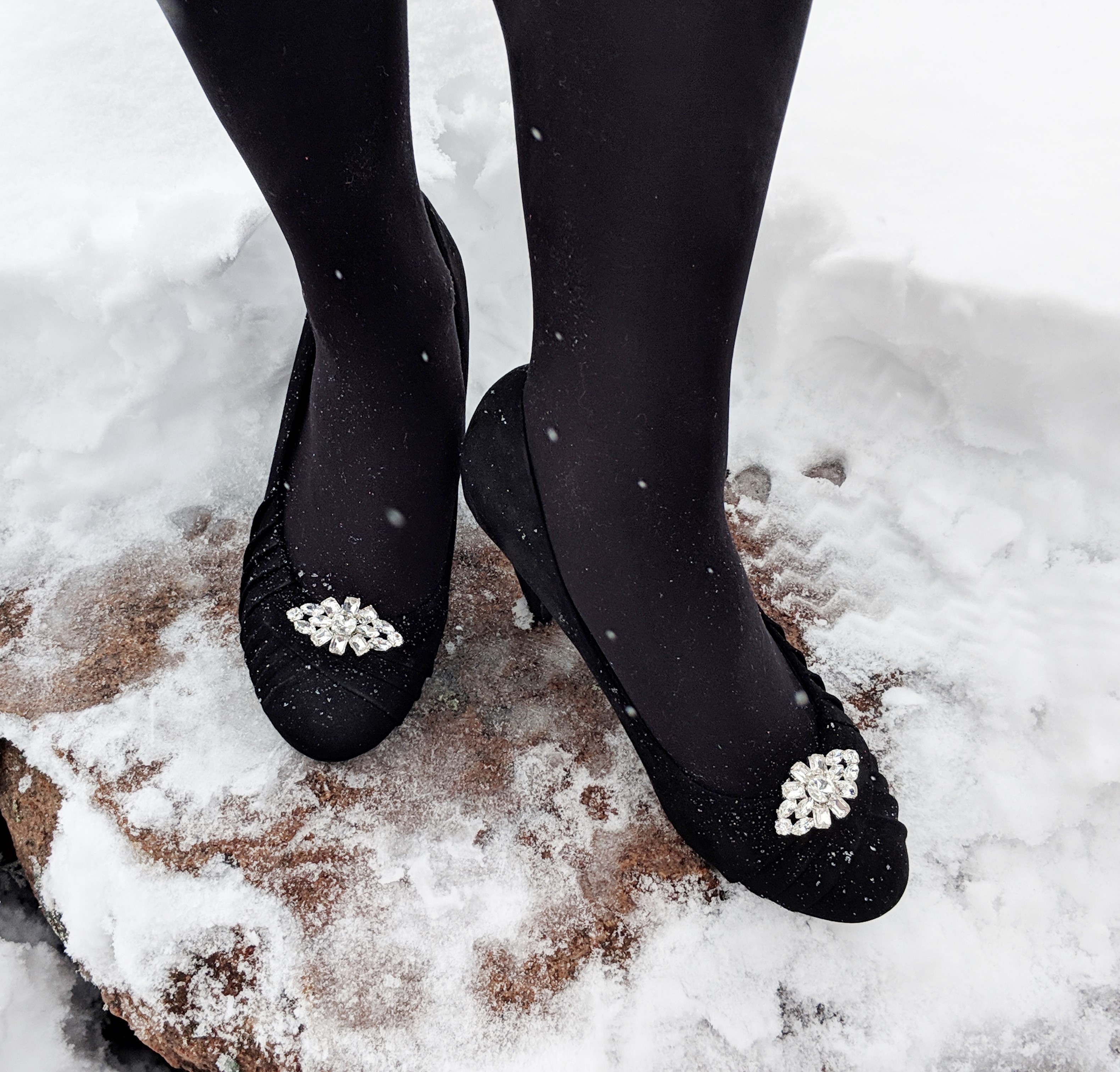 silver sparkly black heels