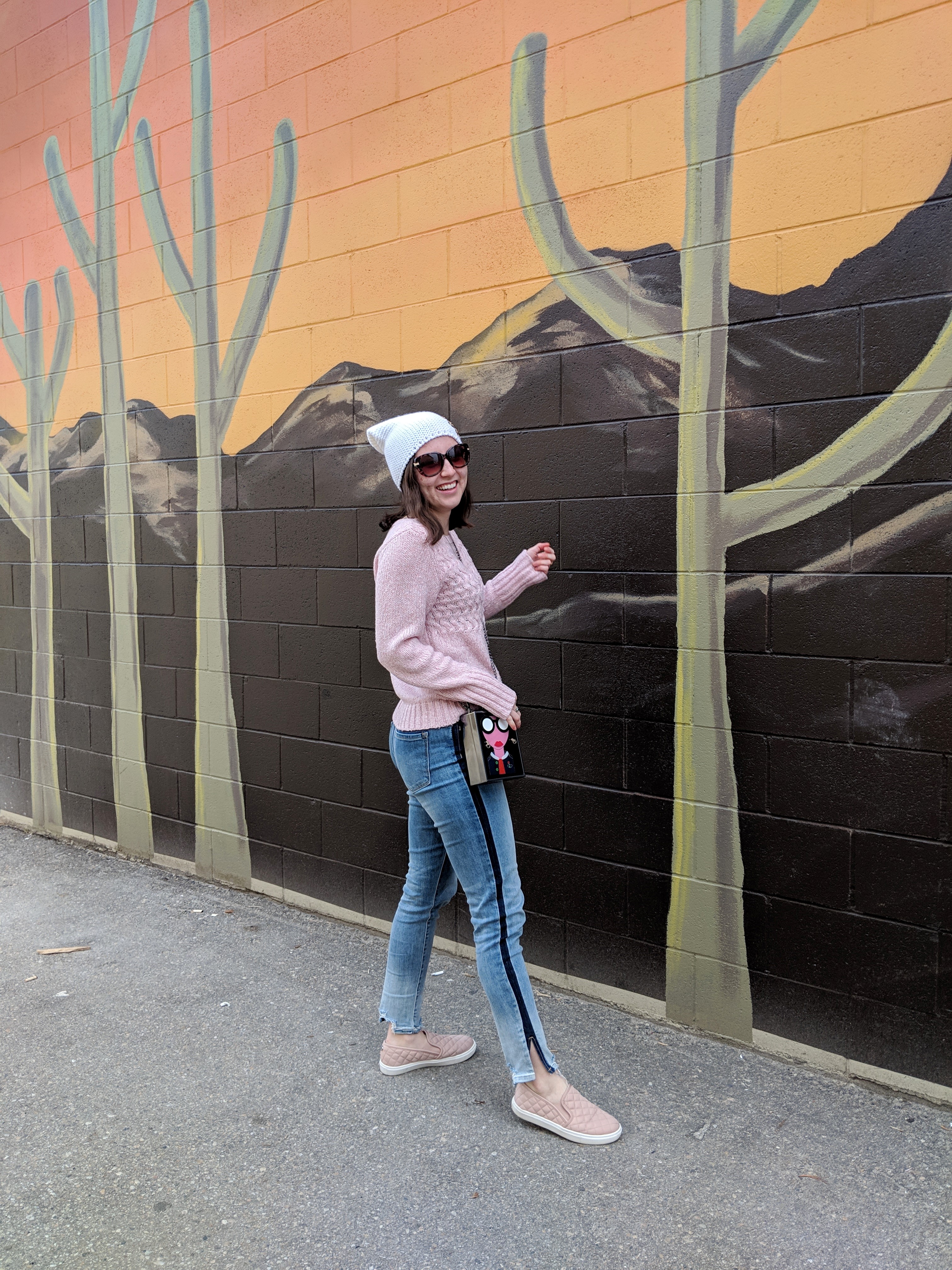 trendy denim stripe jeans