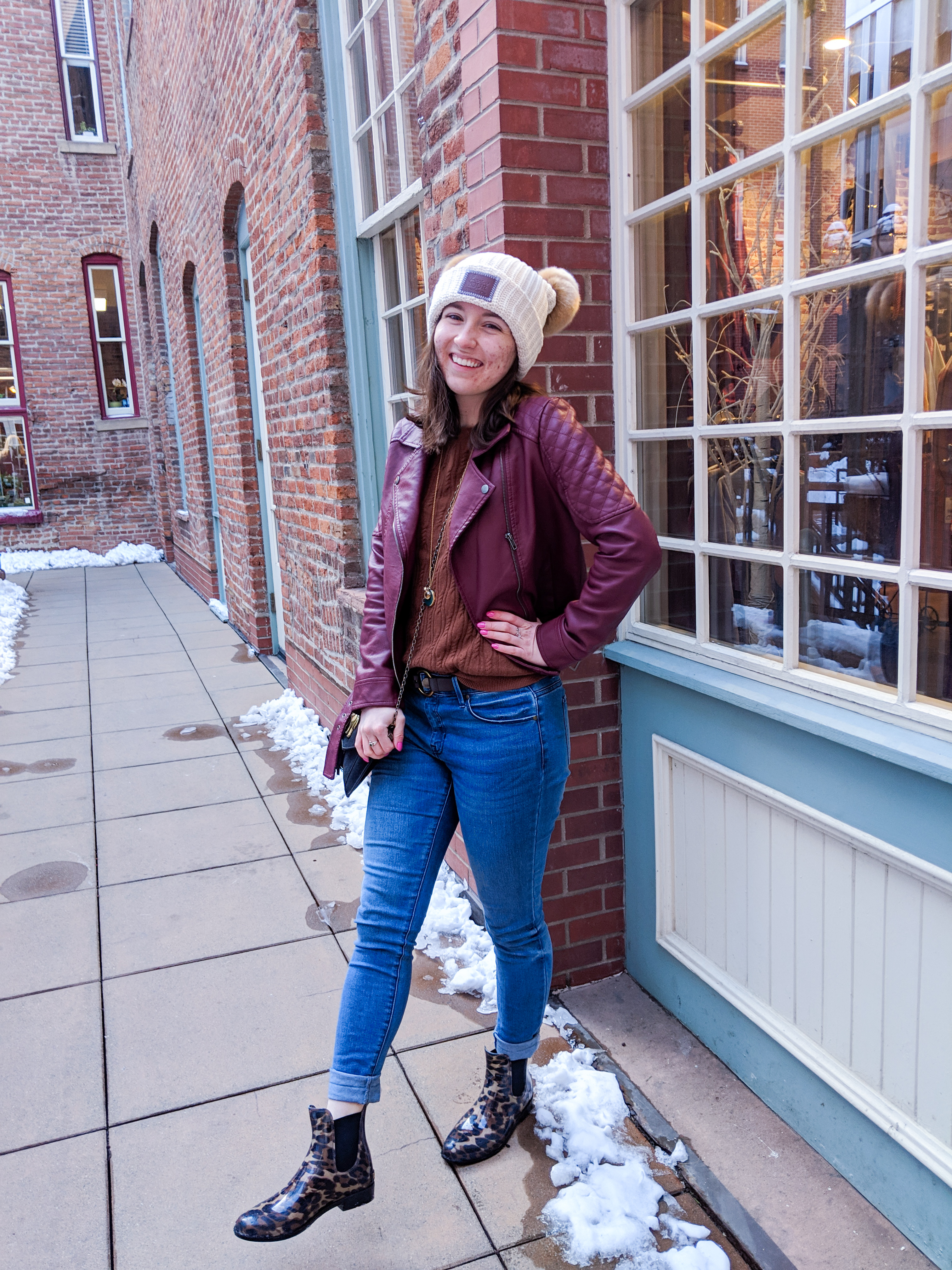 Love Your Melon beanie, Ralph Lauren leopard rain boots