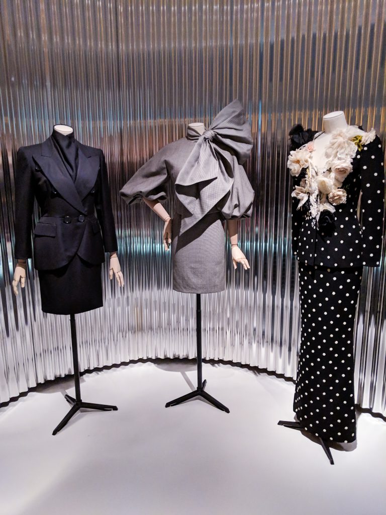 grey bow Dior cocktail dress