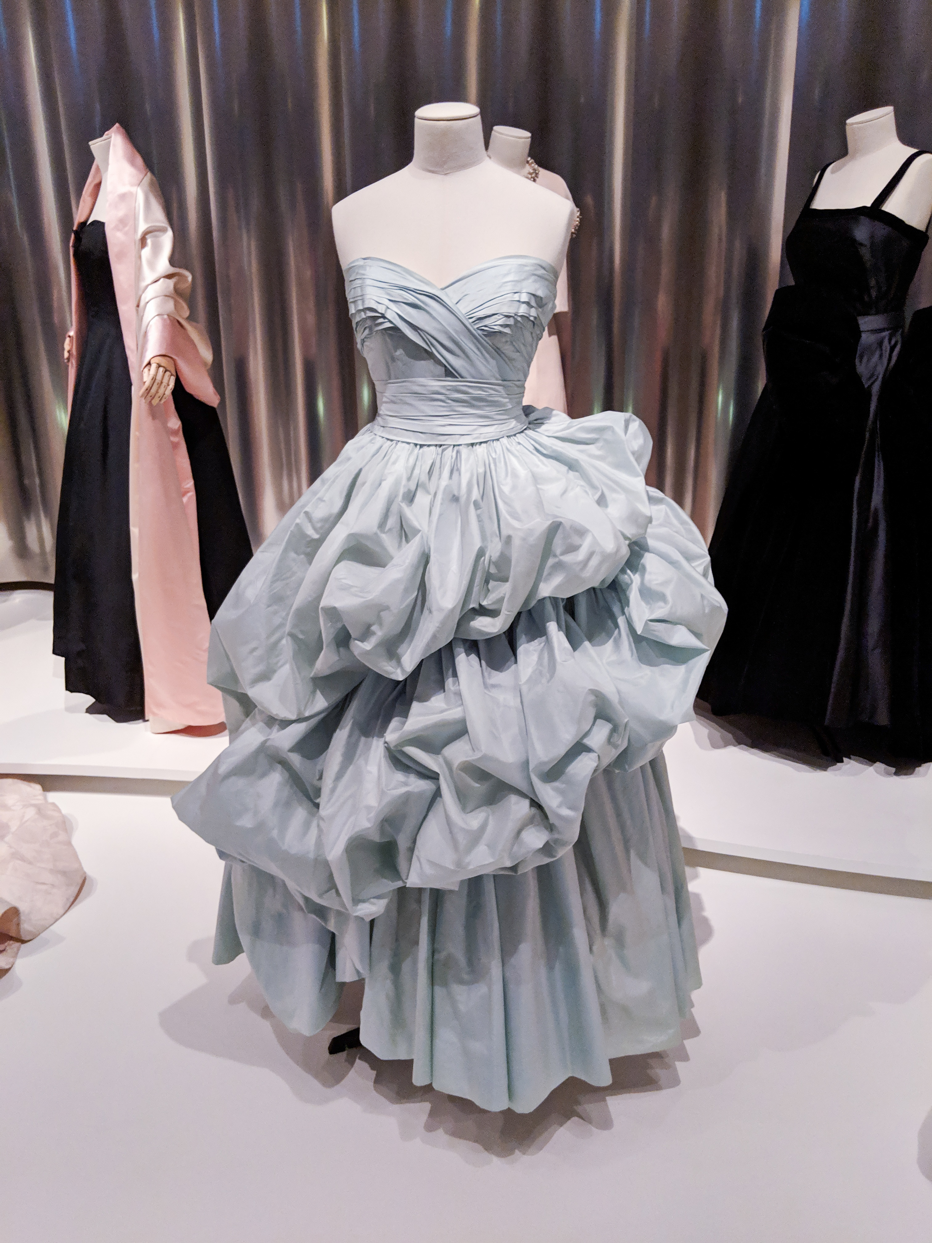 powder blue ruffle Dior dress