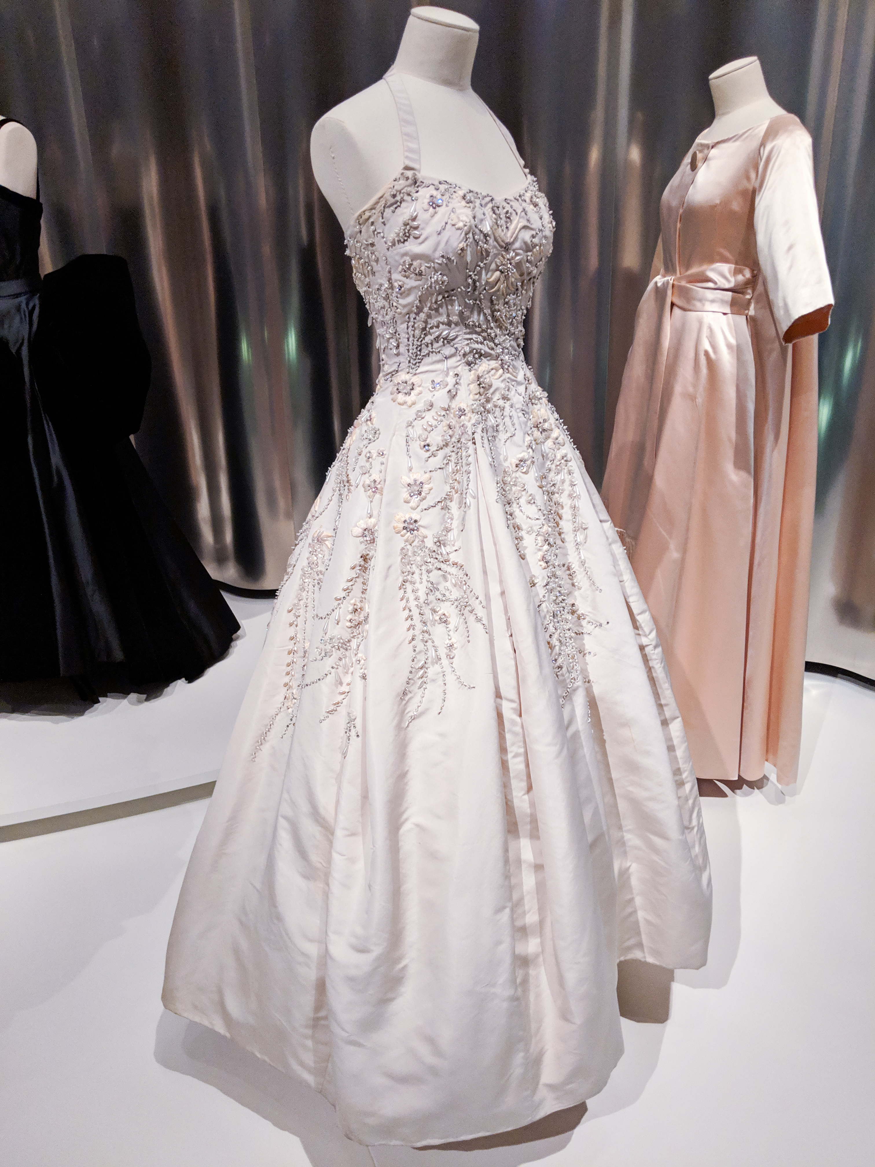 white beaded Dior gown