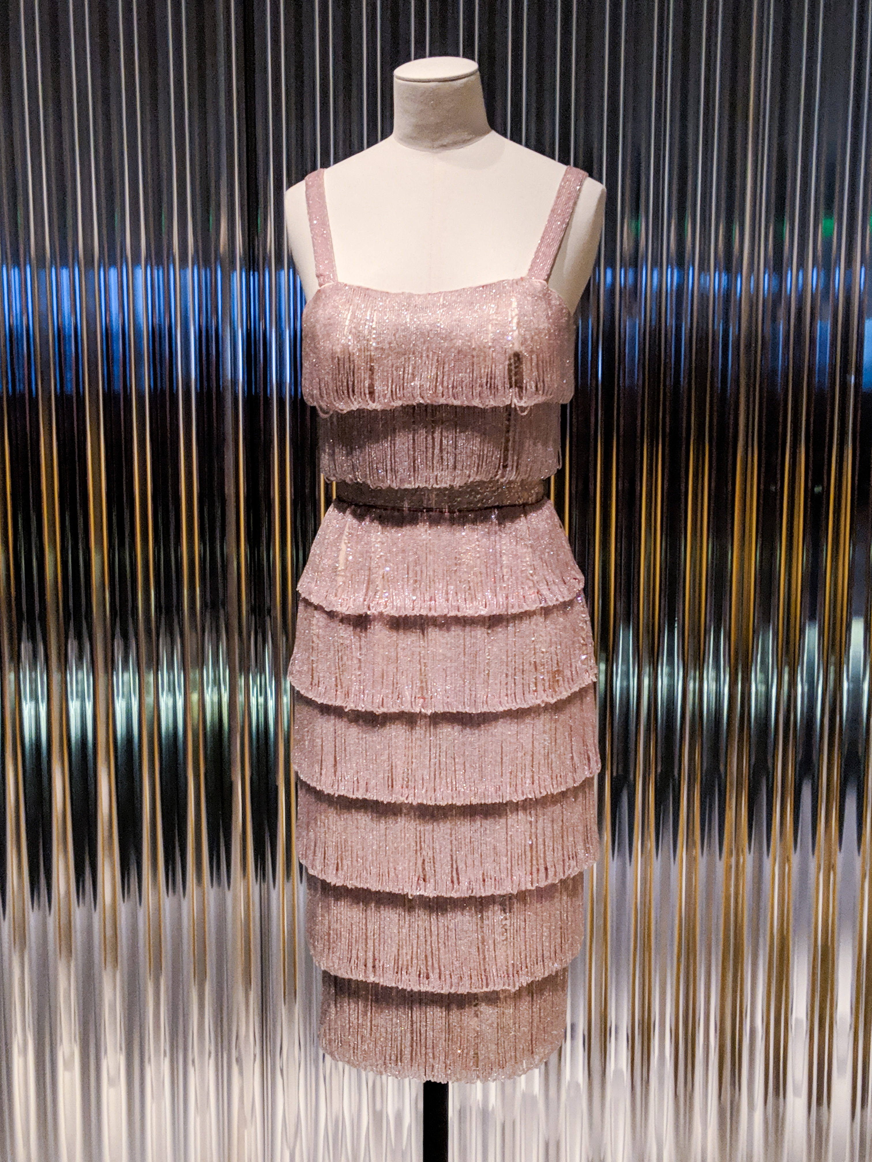 Dior light pink fringe beaded dress