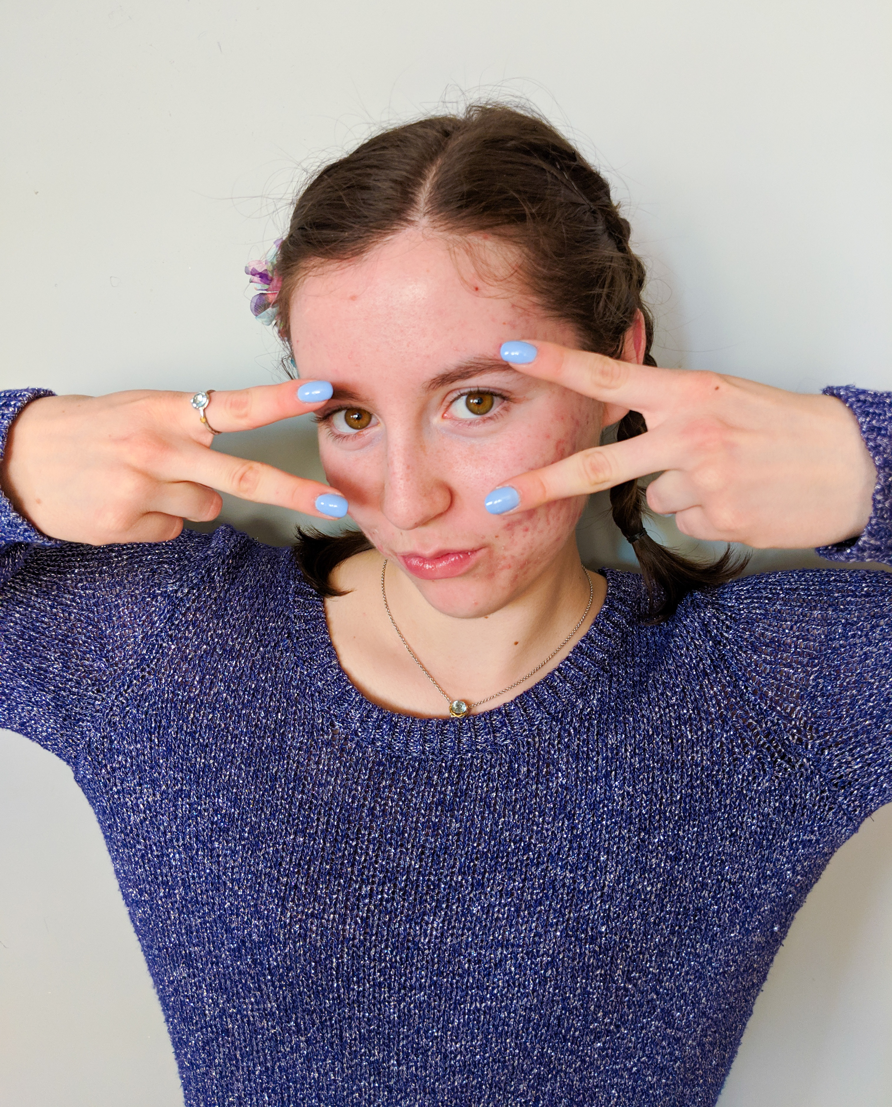 at-home manicure tips, nail polish, blue fingernails