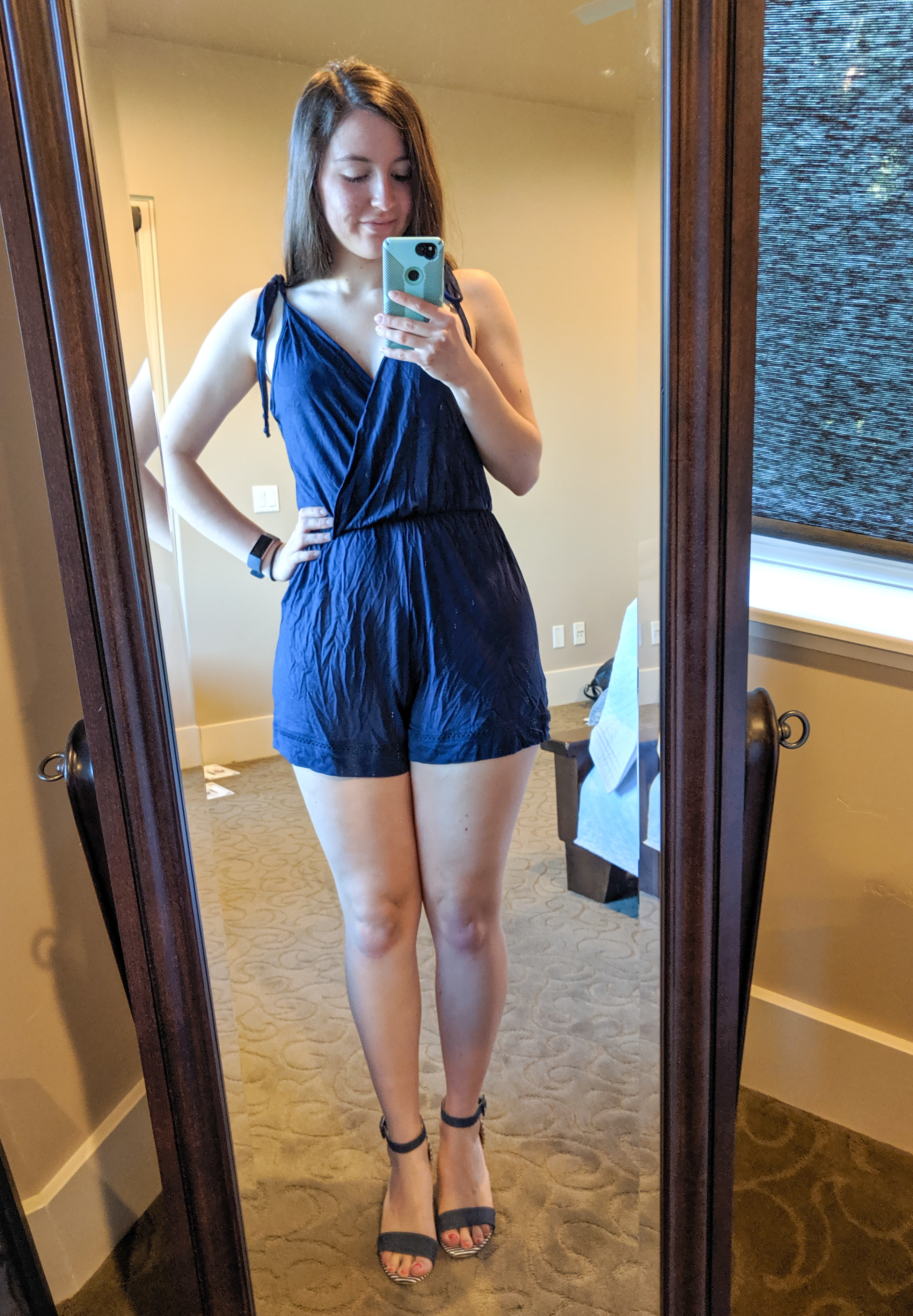 navy romper from Francesca's