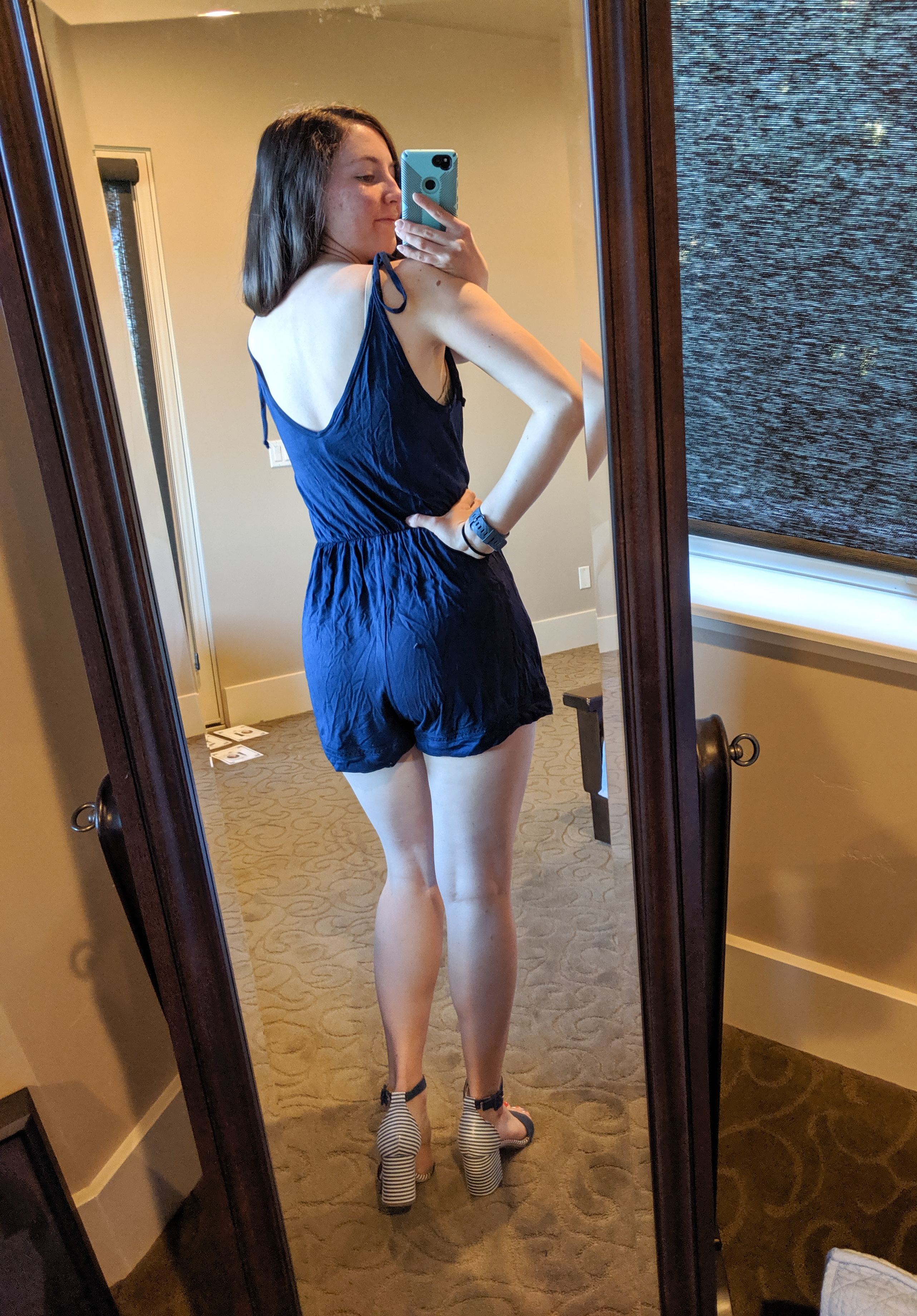 navy romper from Francesca's