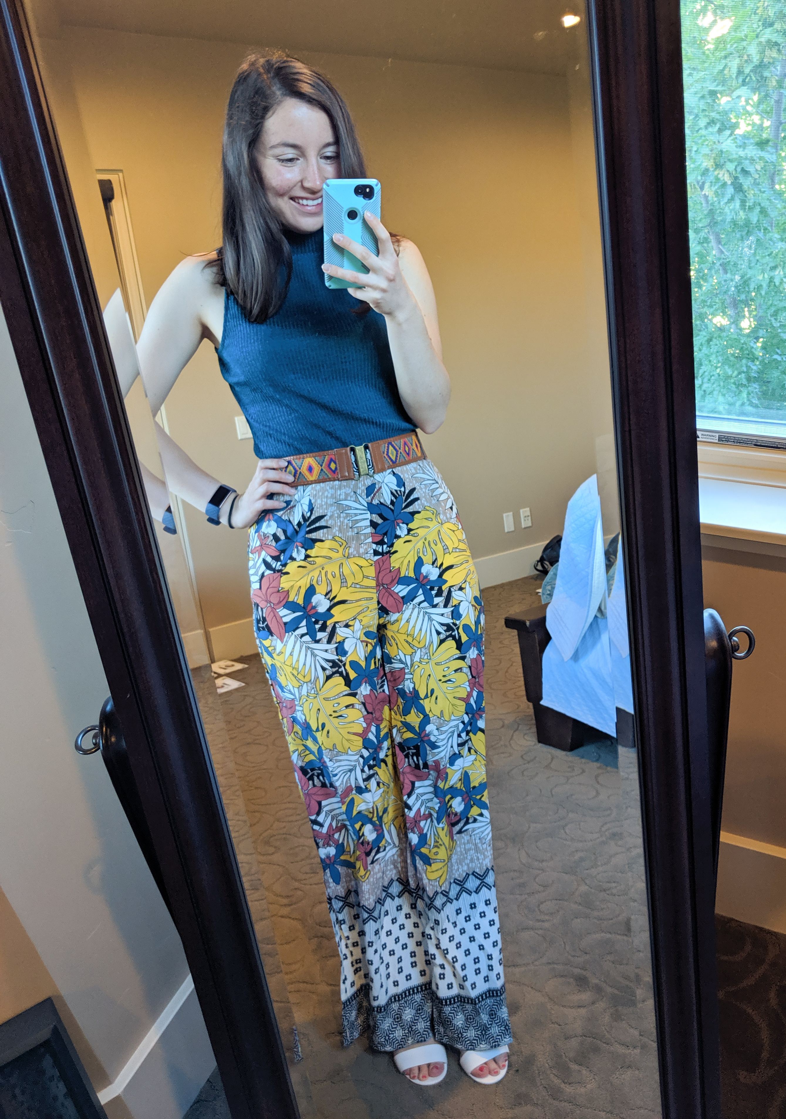 palm printed palazzo pants