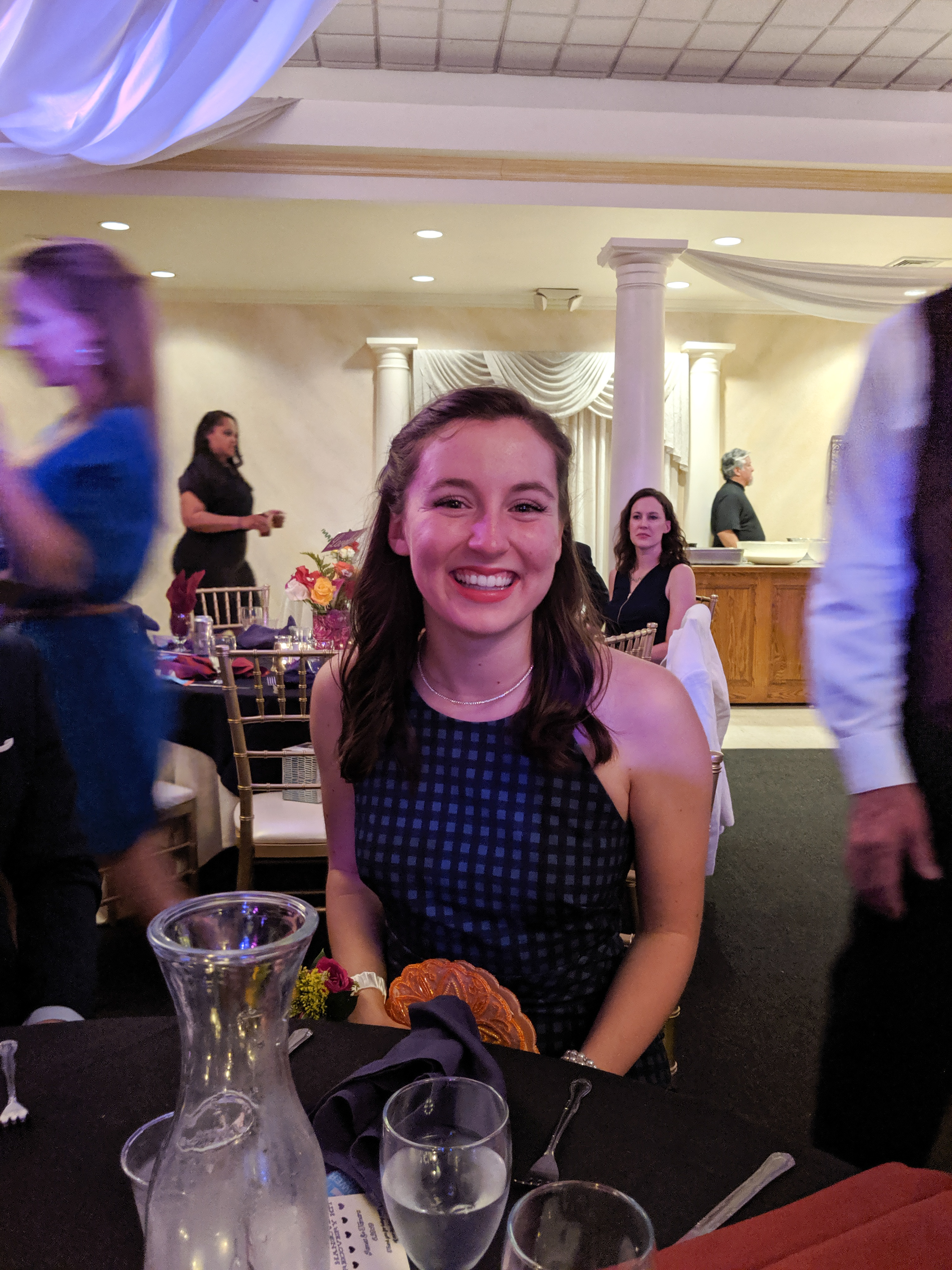 Wedding season, wedding attire, navy dress, gingham pattern,