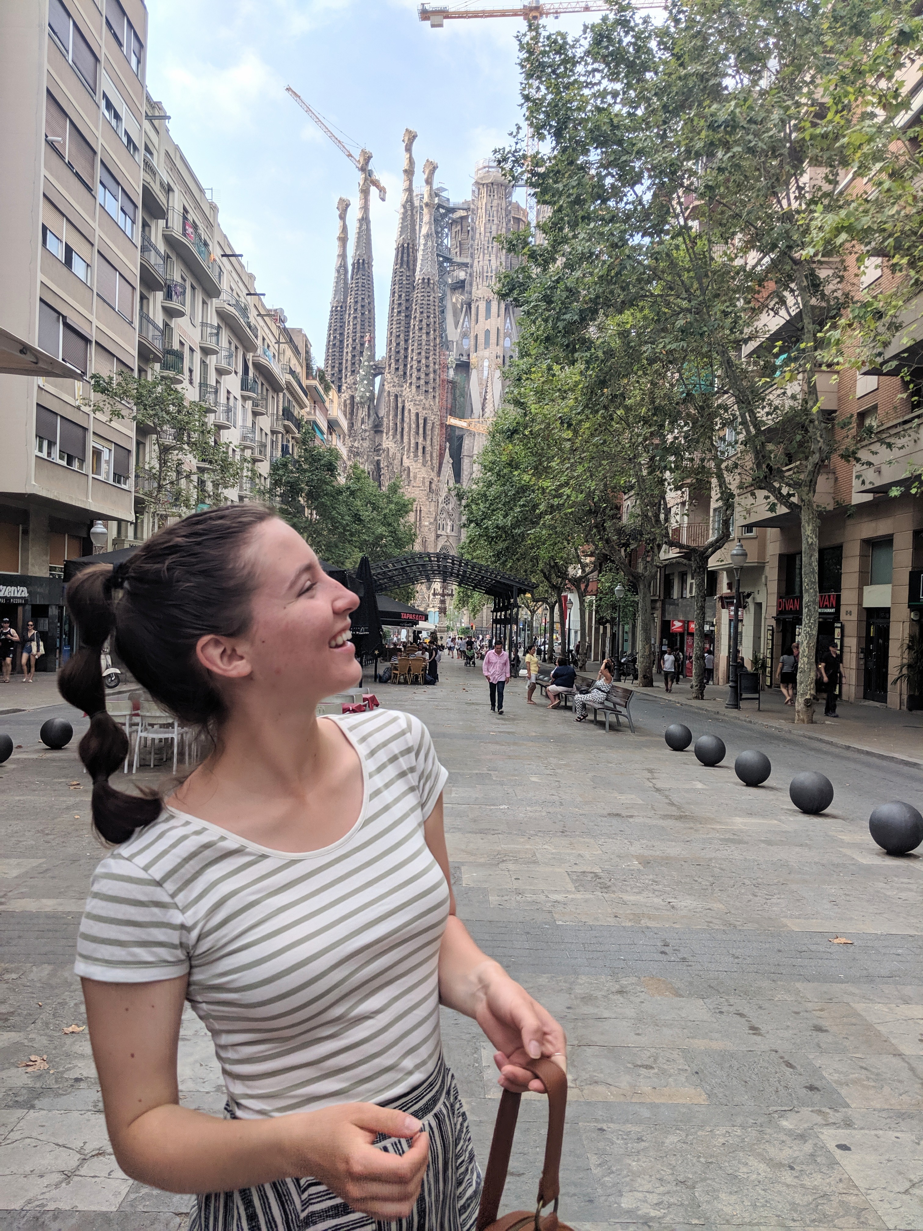 Stripes, pattern mixing, Barcelona, Sagrada familia,