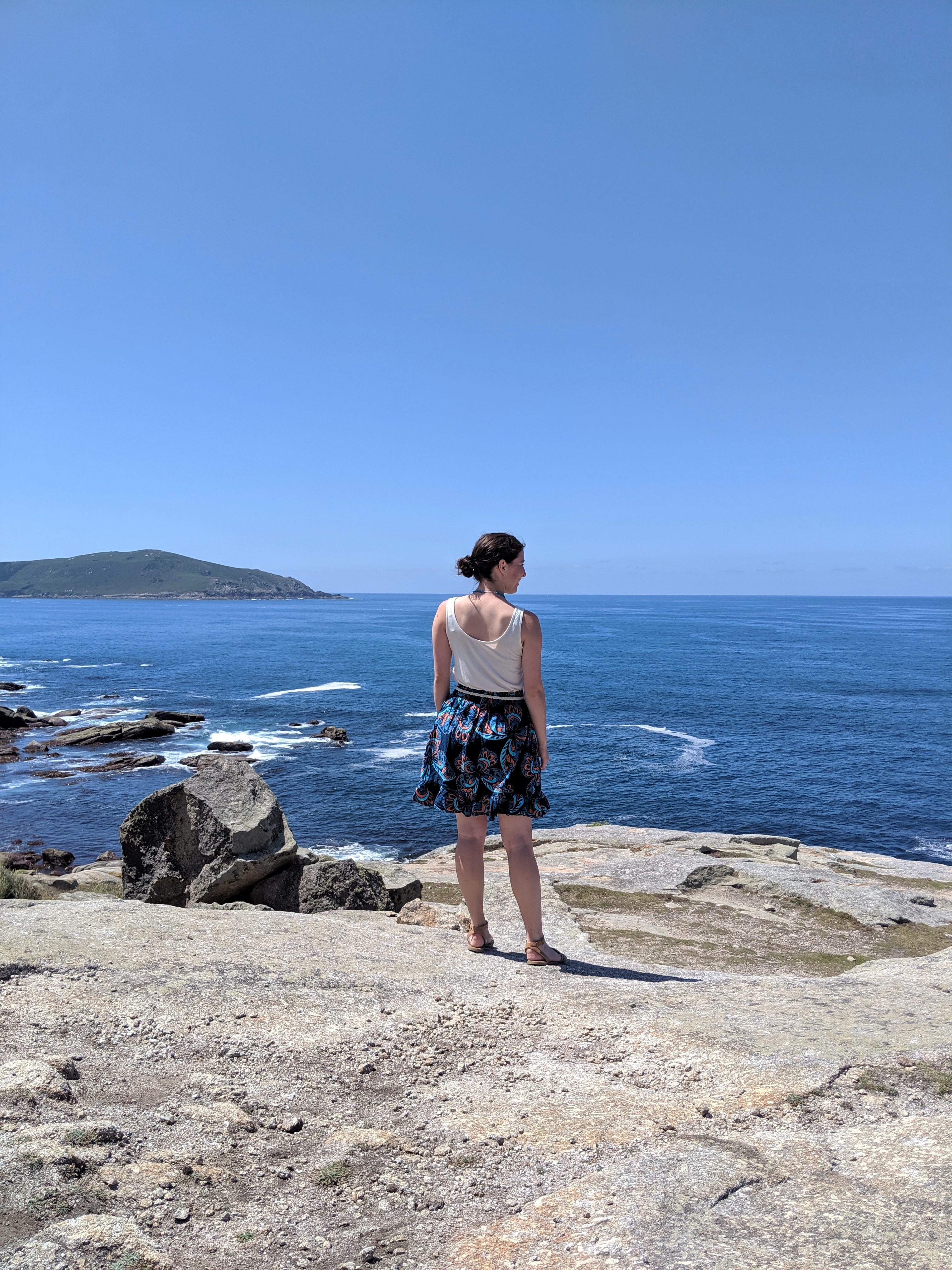 Muxia, Atlantic Ocean, patterned skirt, JCPenney, summer outfit
