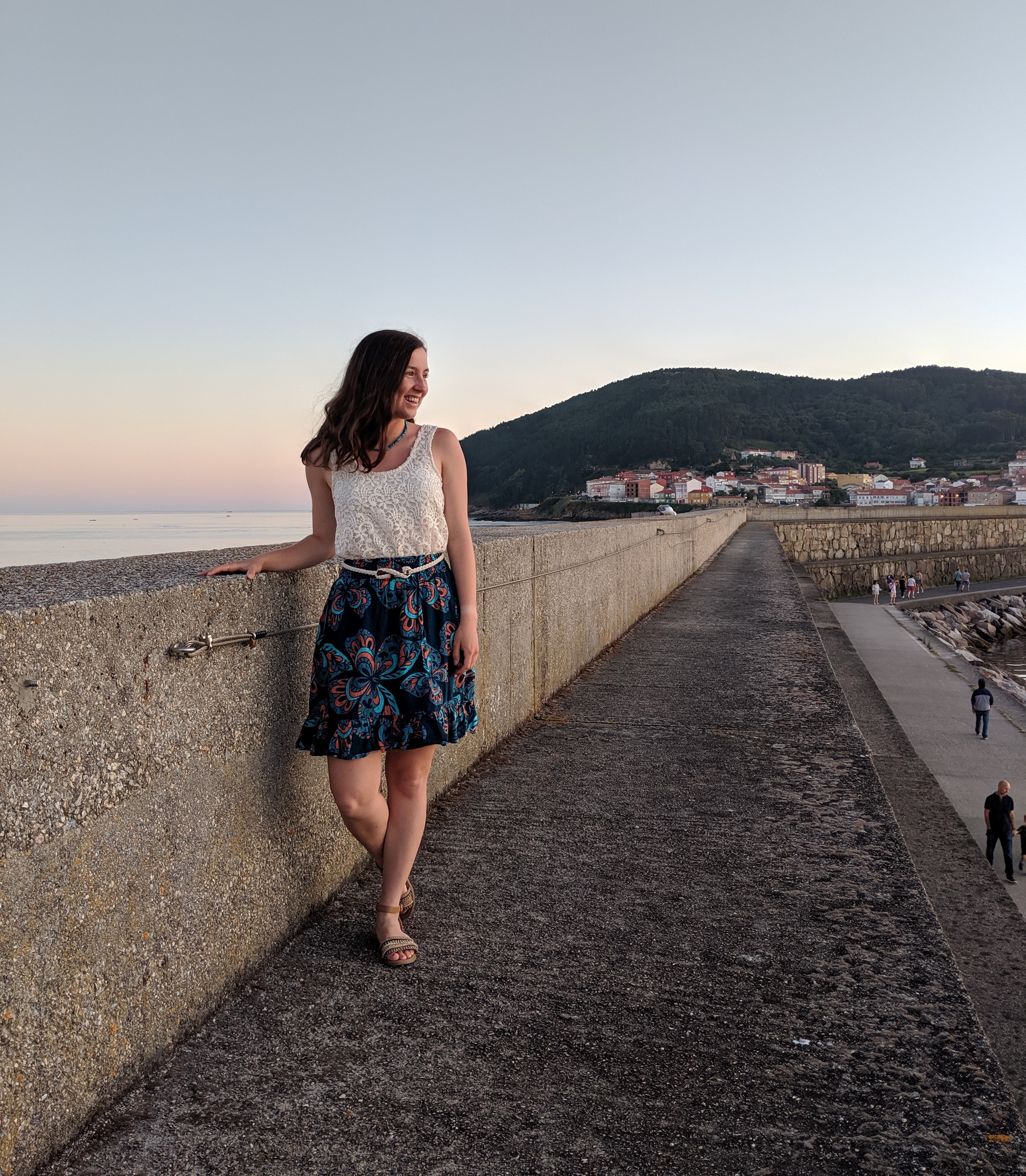 Finisterre, the end of the world, crochet top, patterned skirt, JCPenney, DSW shoes