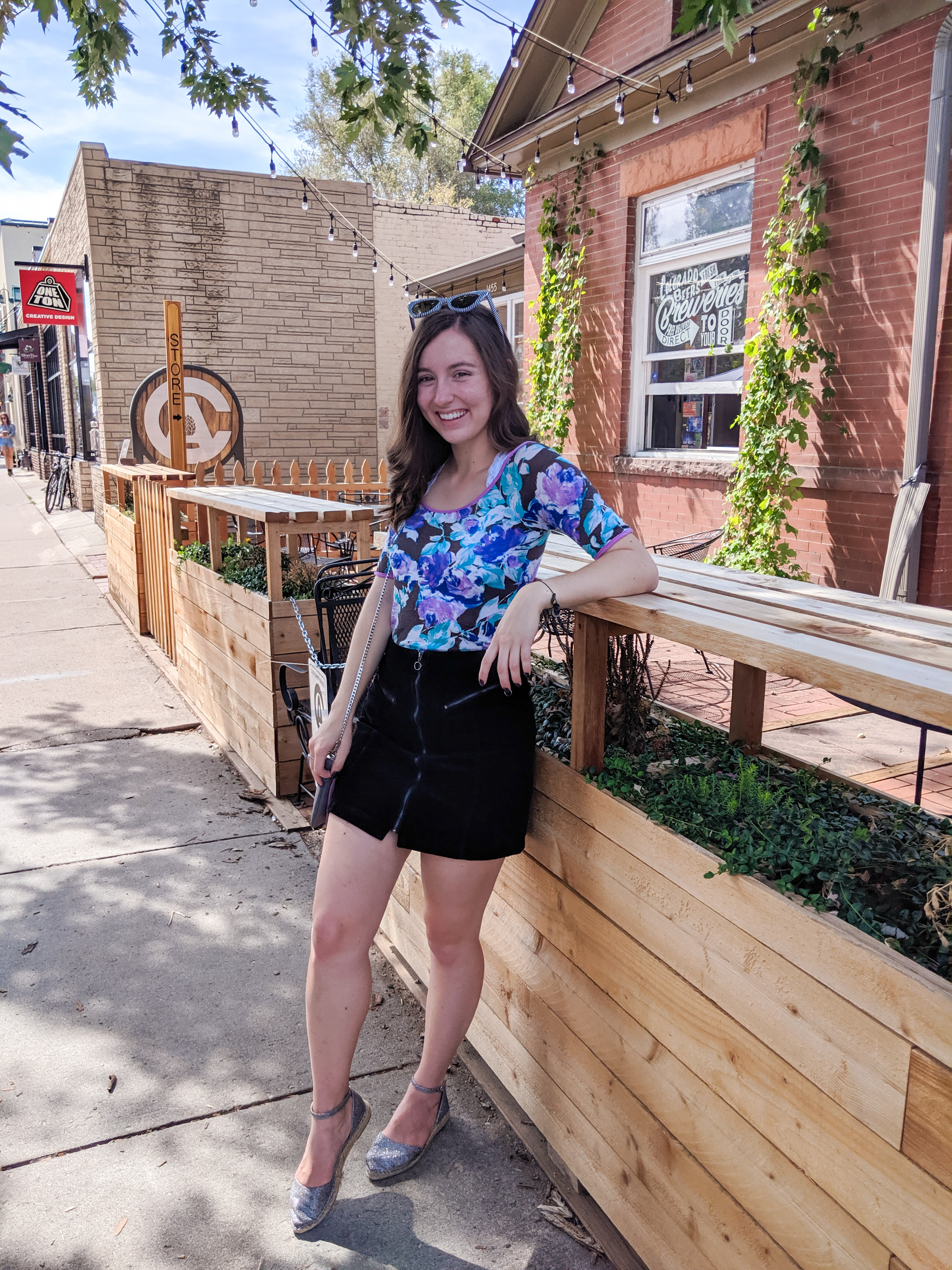 college student, fall fashion, black corduroy skirt