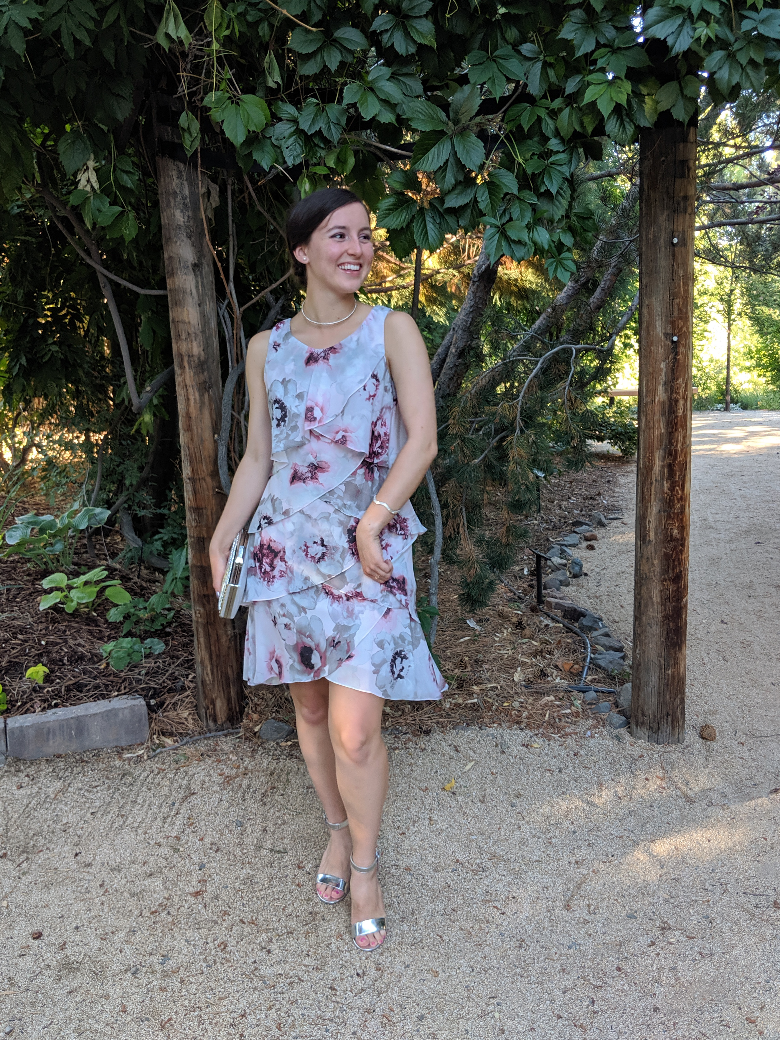 floral ruffle dress, wedding guest