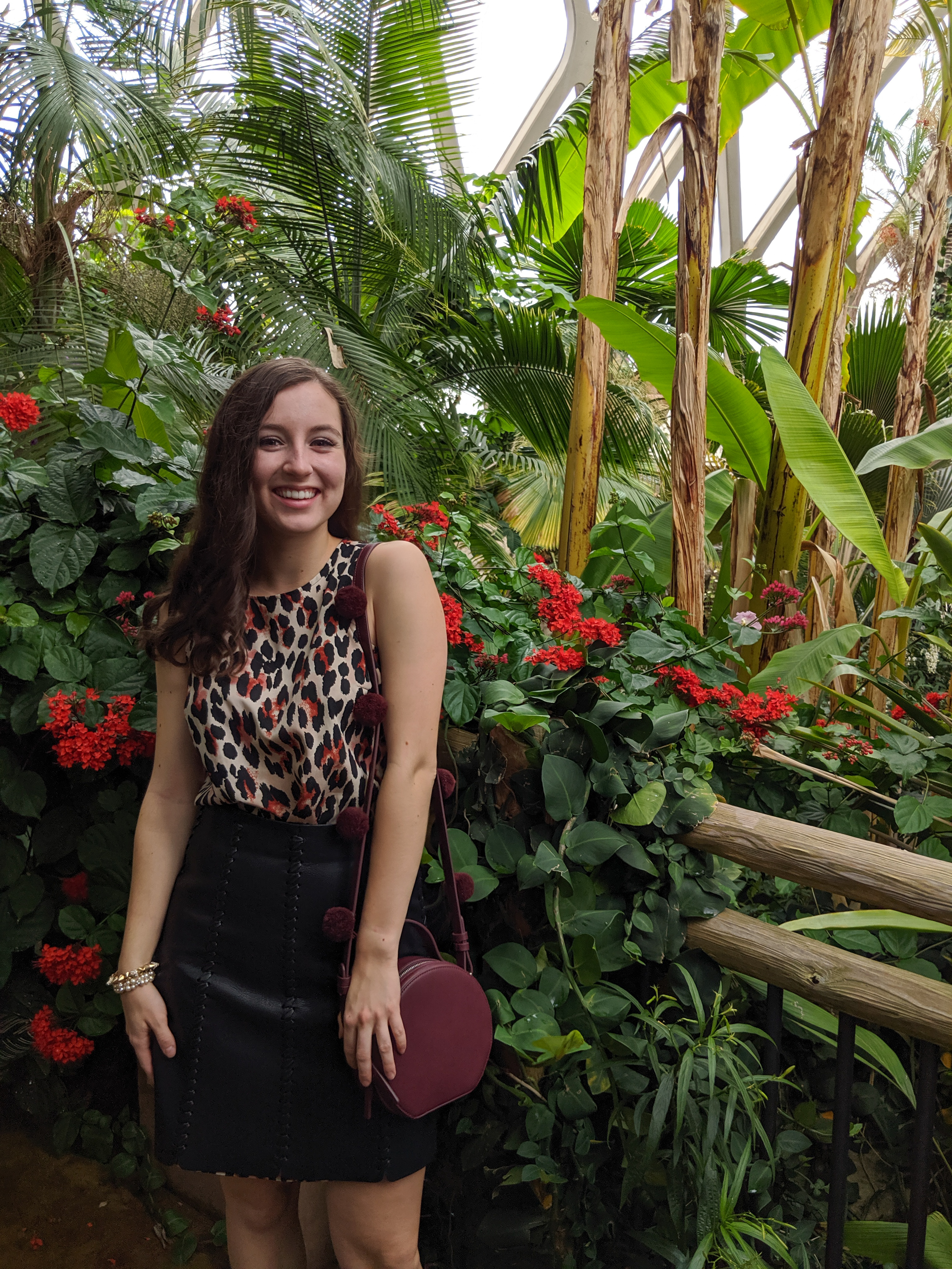 leopard blouse, burgundy crossbody, circle purse