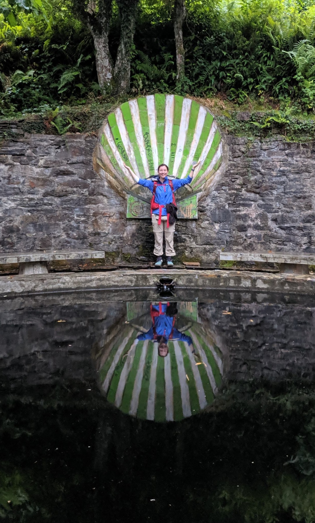 reflection, water fountain, shell, peregrinos