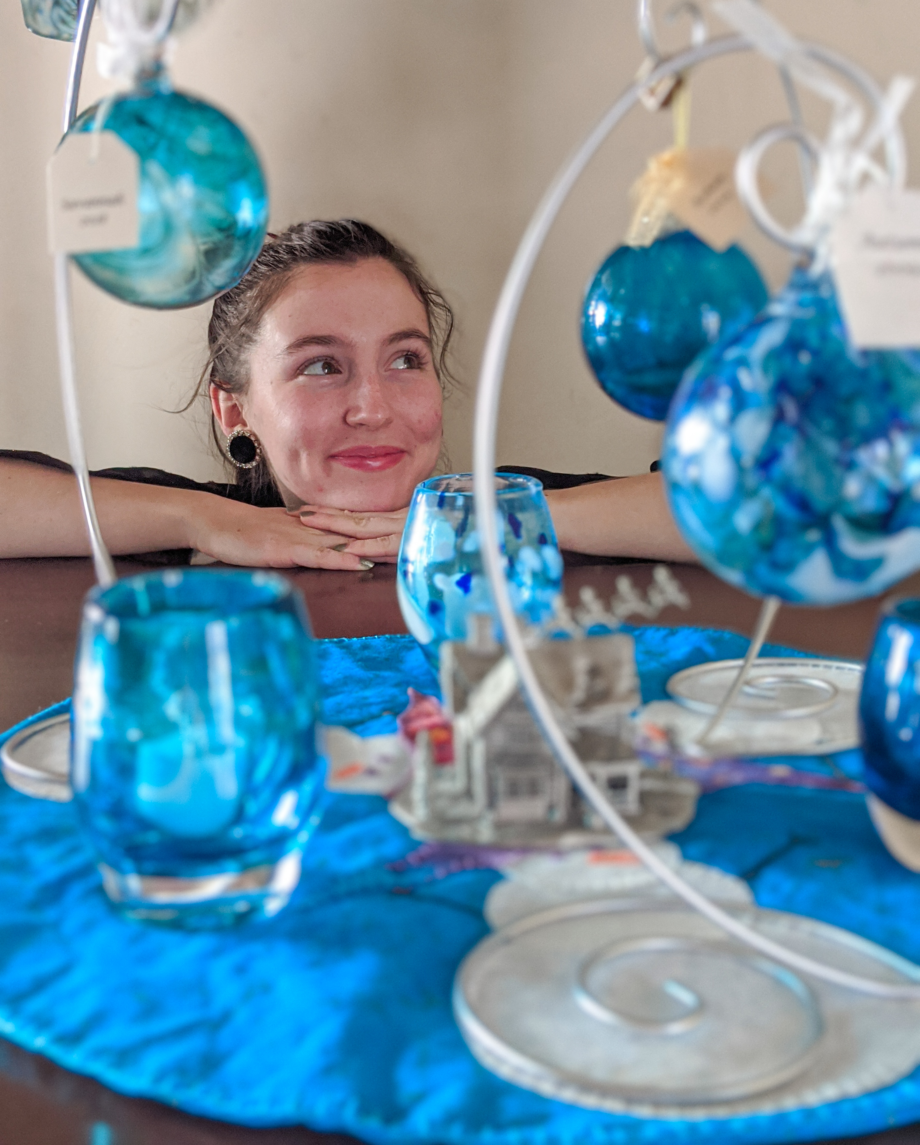 Christmas ornaments, blue Christmas decorations, childhood cancer