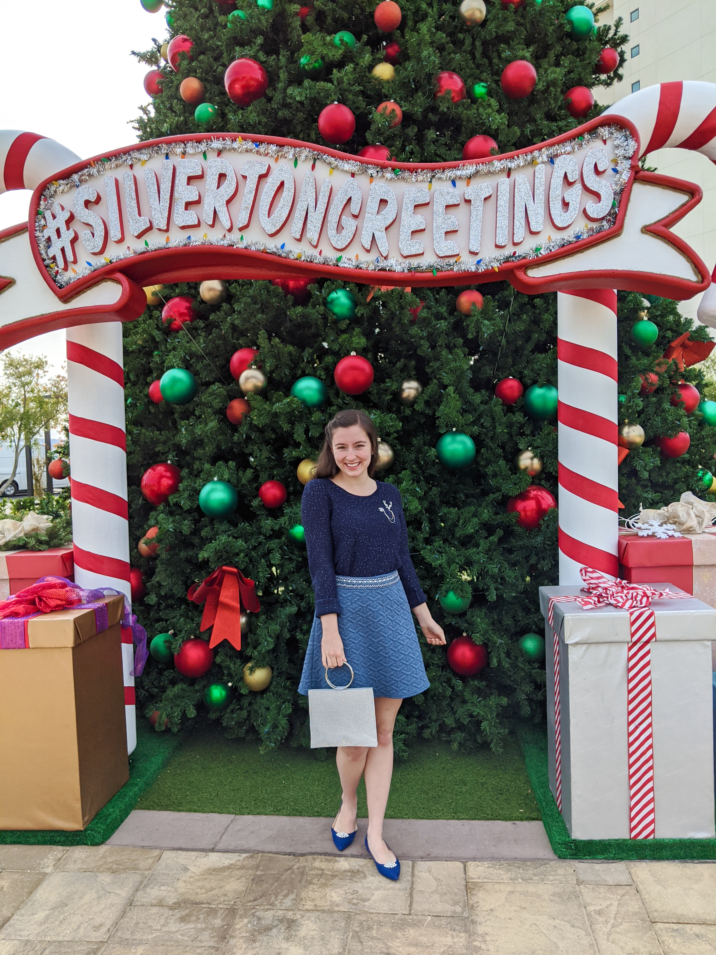 navy outfit, sparkly sweater, winter outfit, holiday season