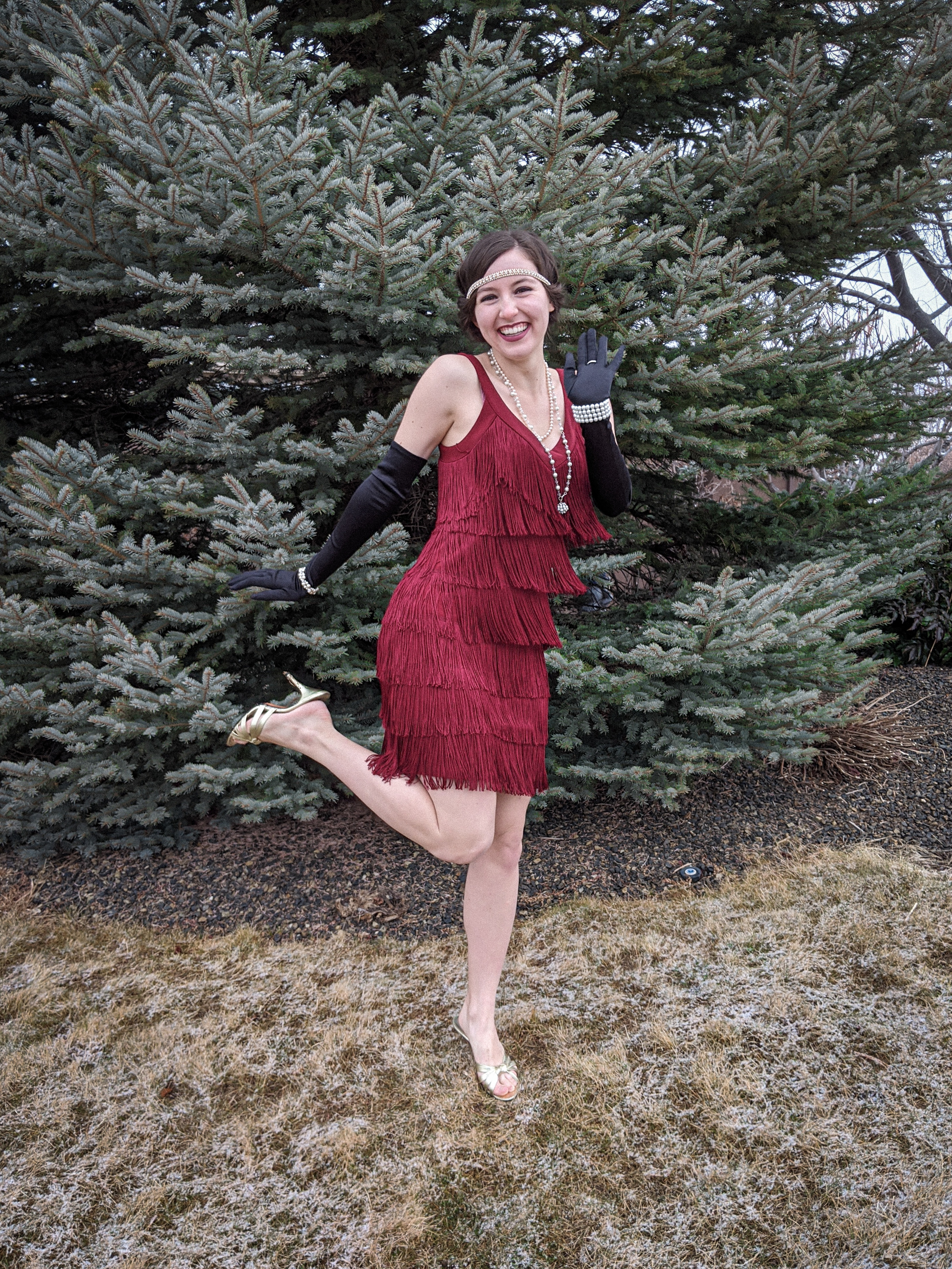 Charleston dance, flapper girl, fringe dress