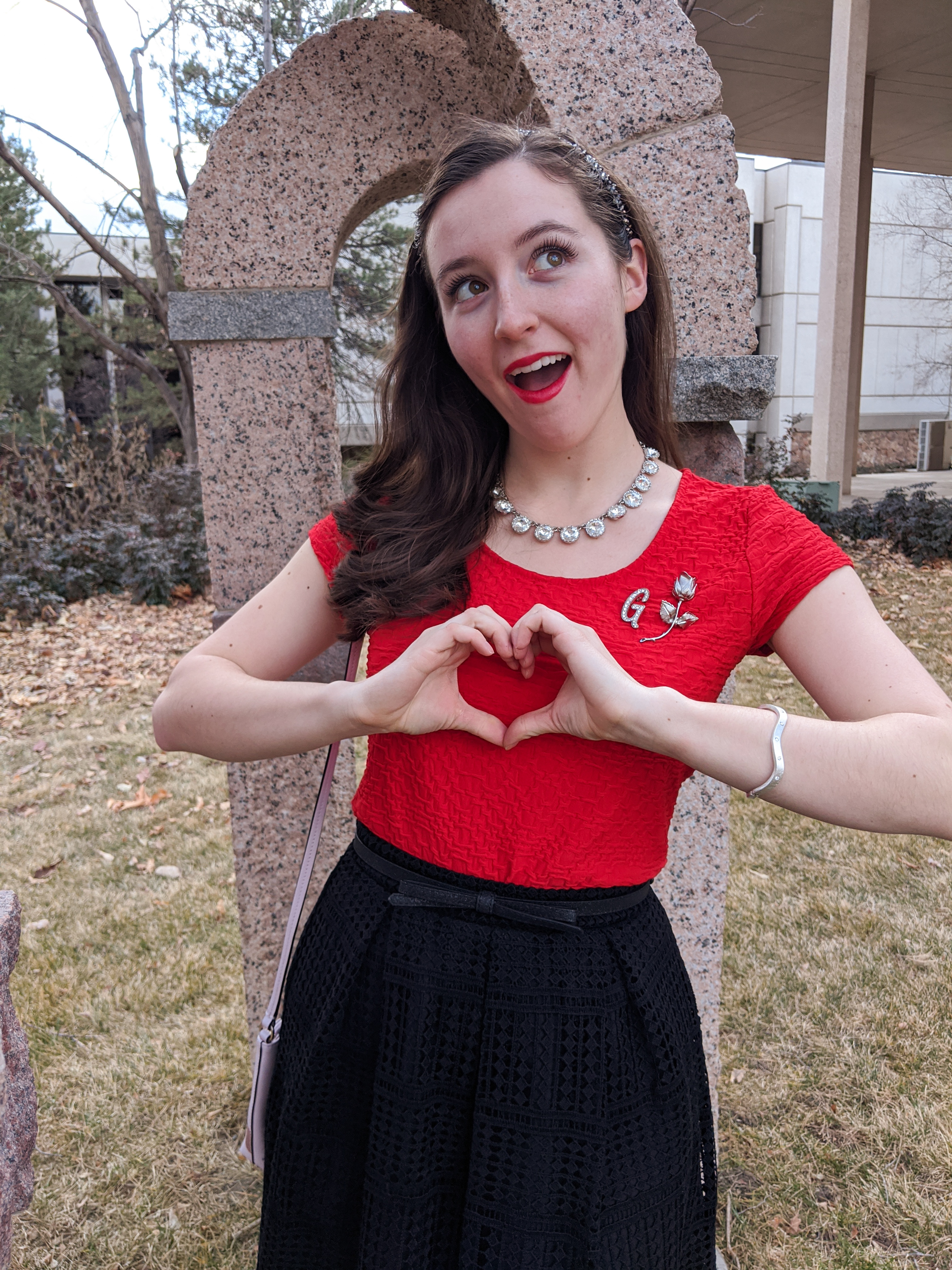 V-Day, Valentine's Day outfit, red blouse