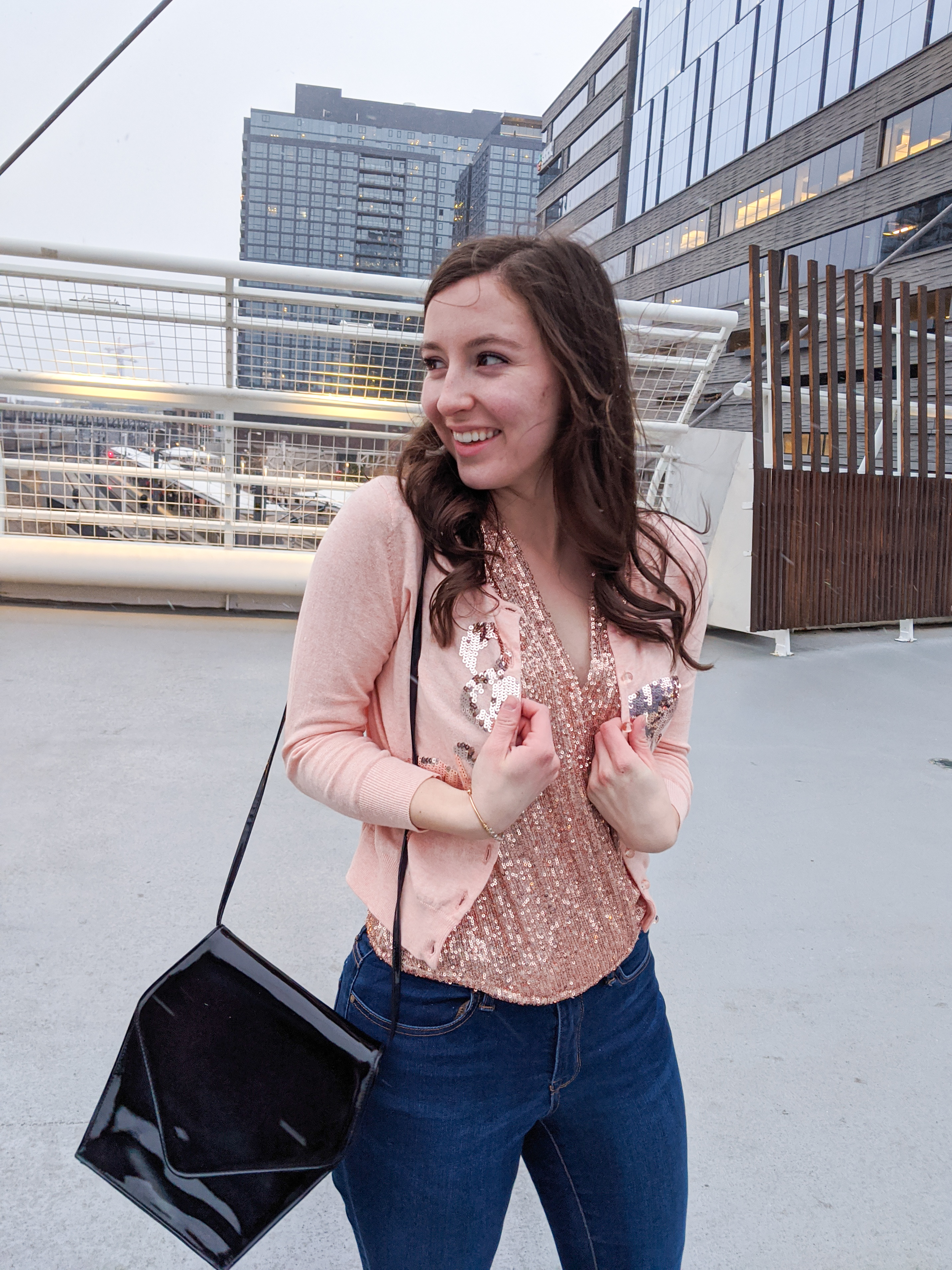 affordable fashion blogger, Valentine's Day outfit, rose gold