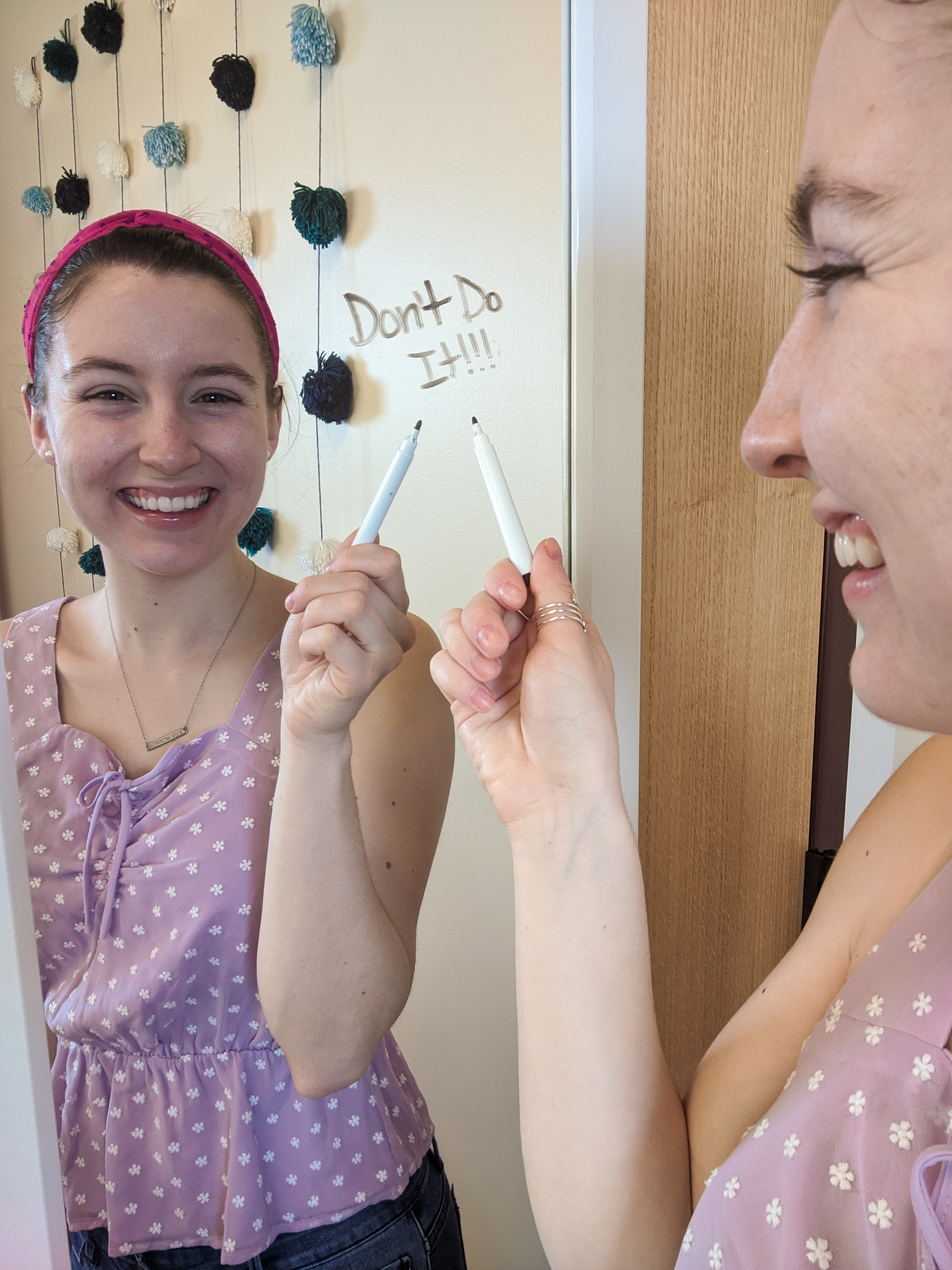 pimple popping, bar necklace, pink headband