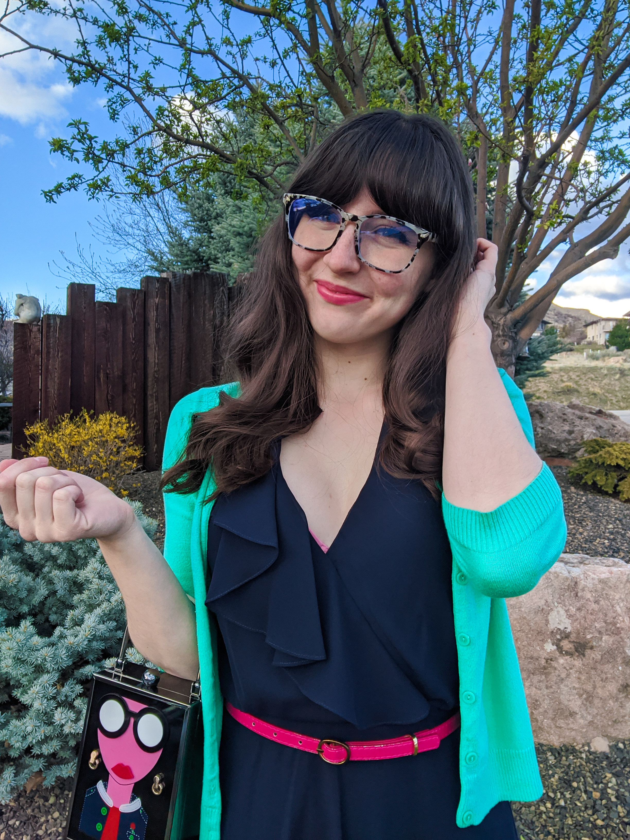 New Girl outfits, Jessica Day style, faux bangs tutorial