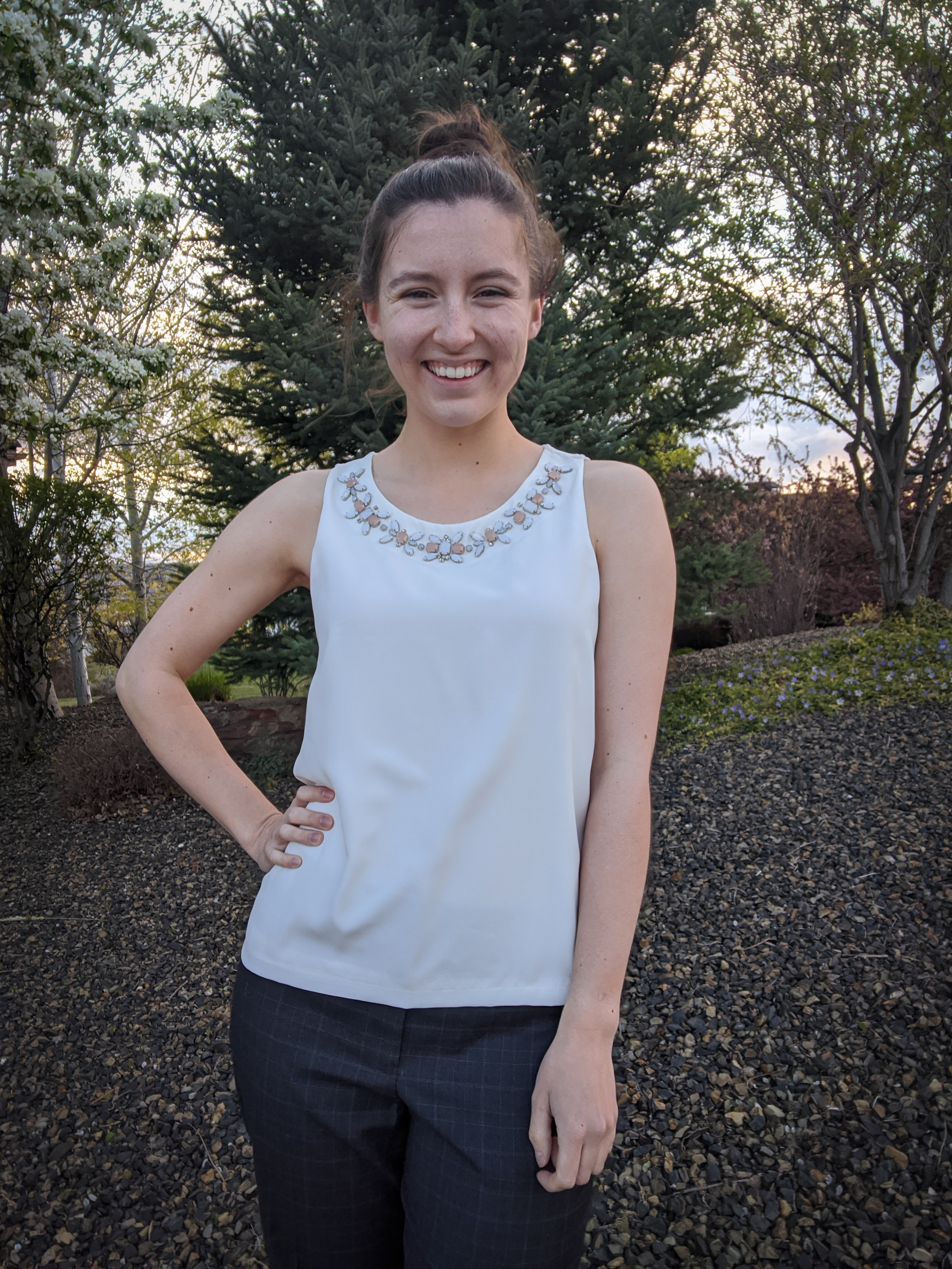 Ann Taylor blouse, white blouse, thrift shopping