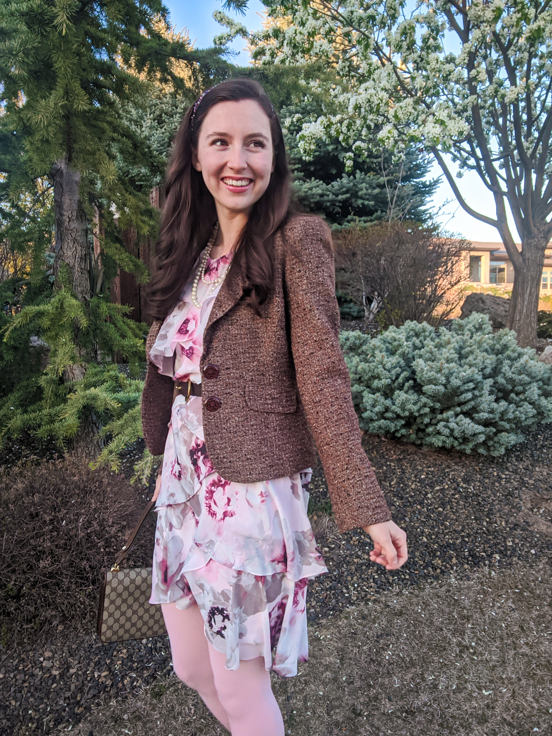 Blair Waldorf style, fancy outfit, floral dress