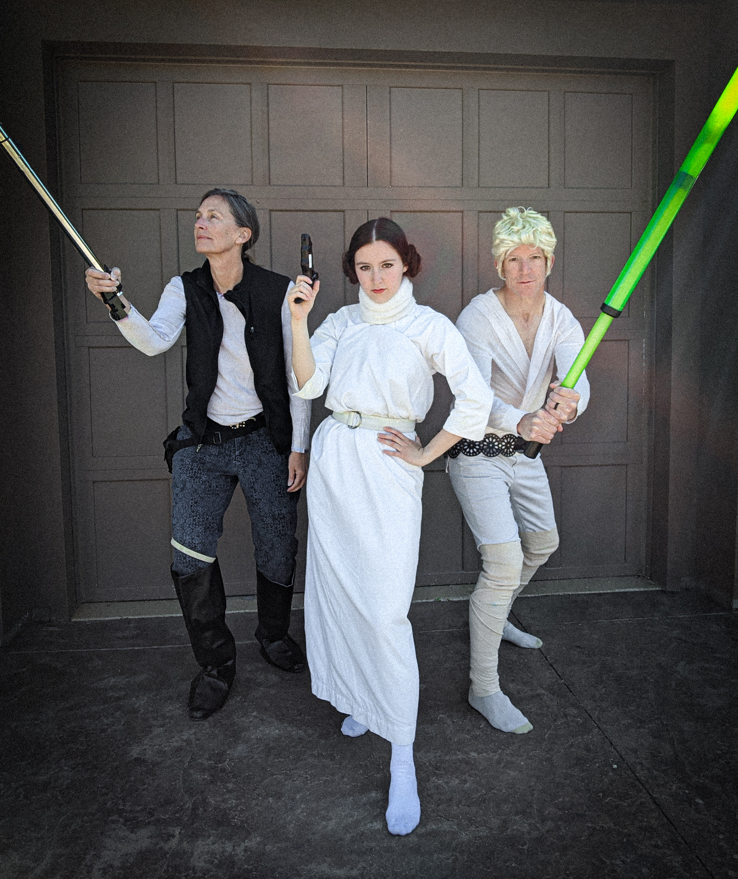 Han Solo costume, Princess Leia costume, Luke Skywalker costume