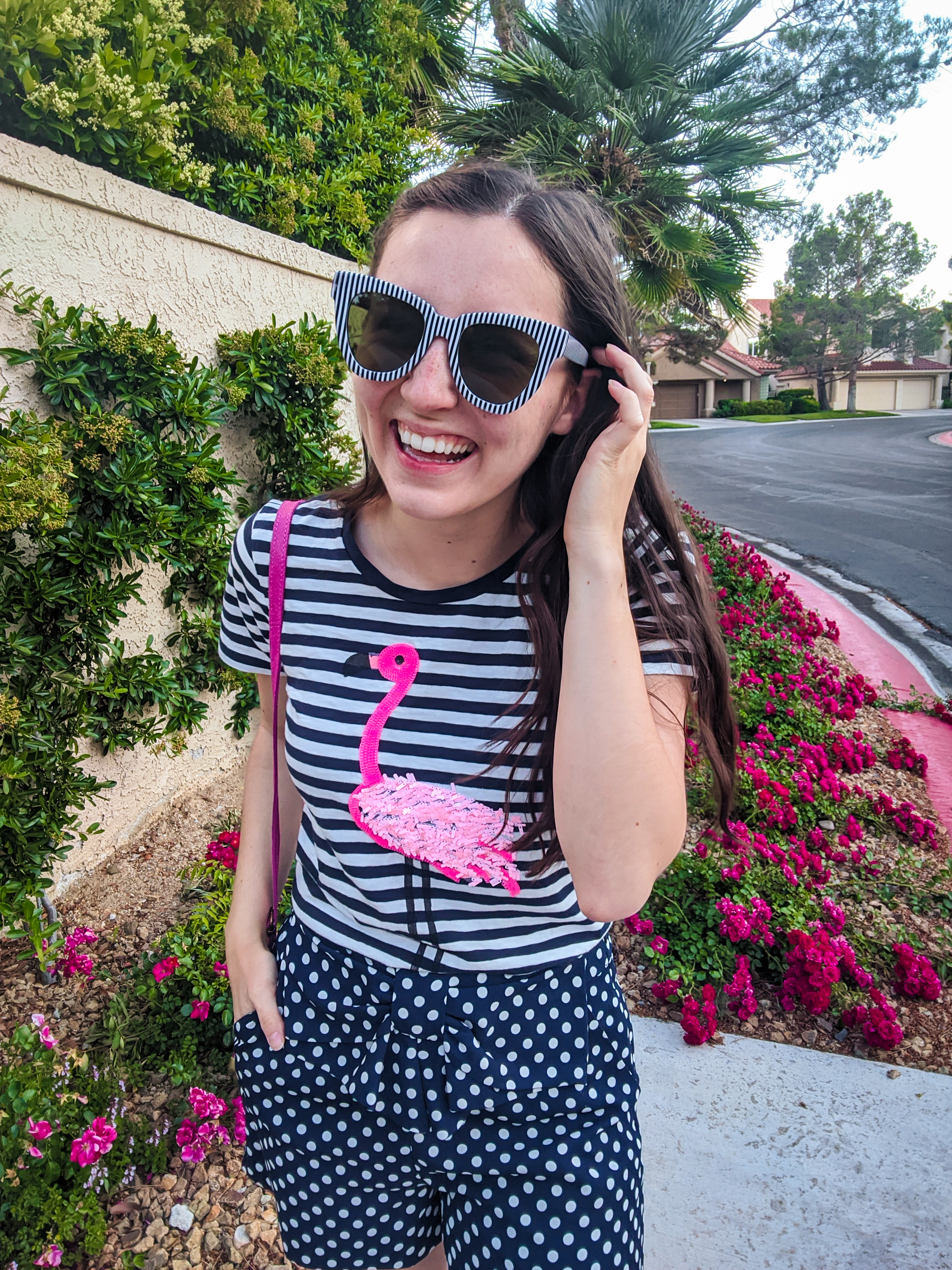 stripes and polka dots, navy outfit, summer outfit, summer clothes
