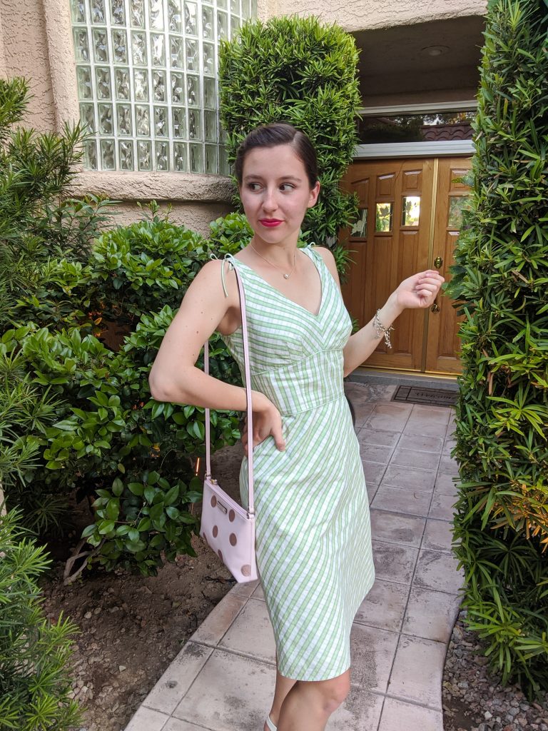 pink-kate-spade-purse-green-dress-sundress