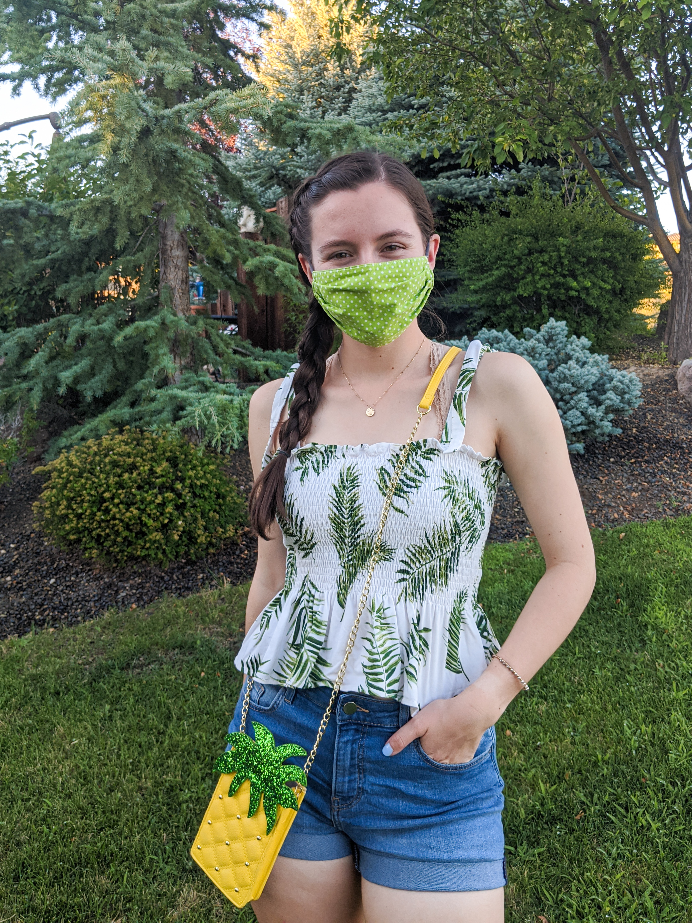 mask-fashion-polka-dot-mask-palm-print-pineapple-purse