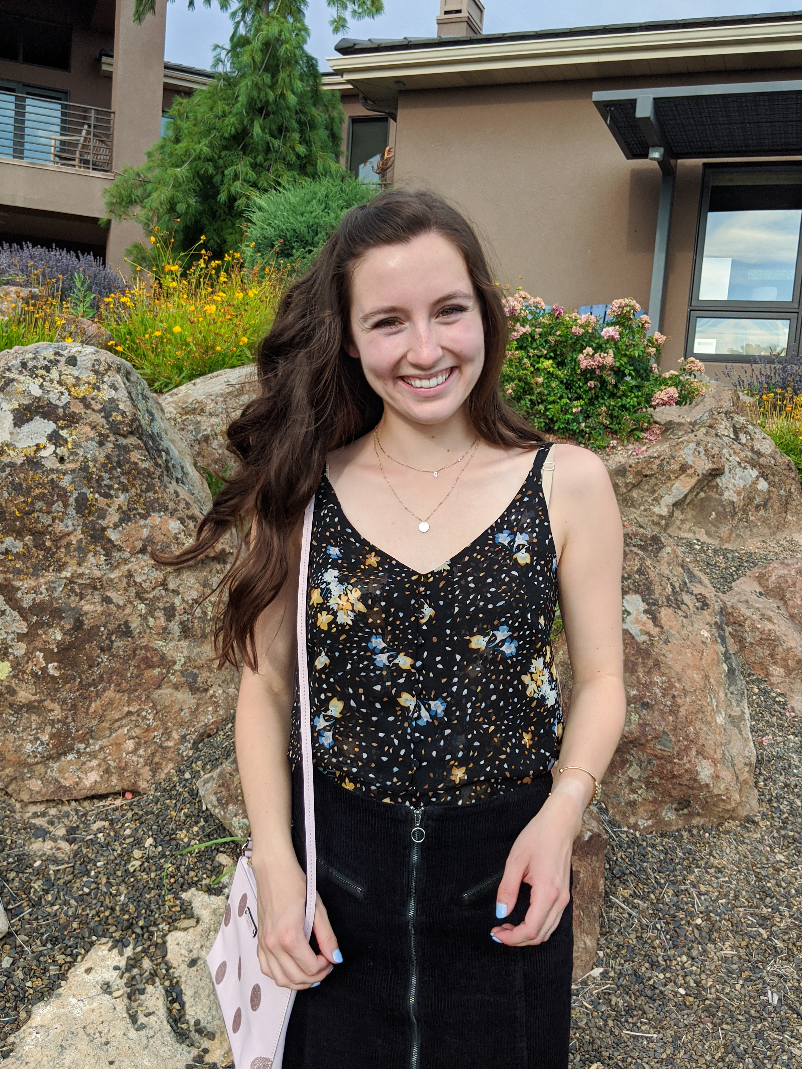 black-floral-tank-black-corduory-skirt