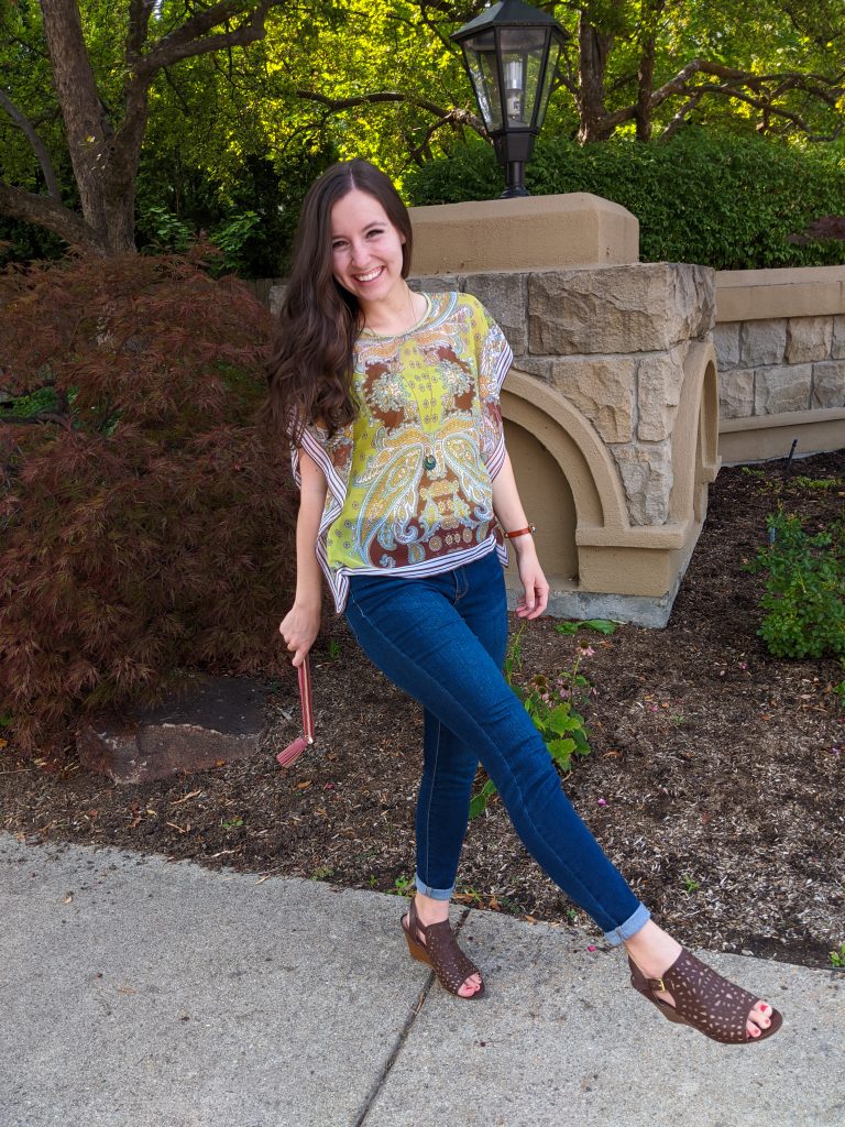 brown-peeptoe-booties-transitional-outfit-thrifted-shoes-wedges
